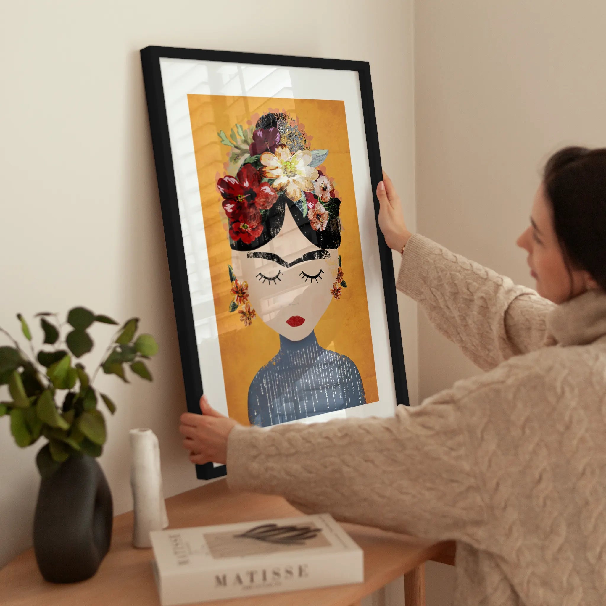 Yellow Frida wird aufgehängt