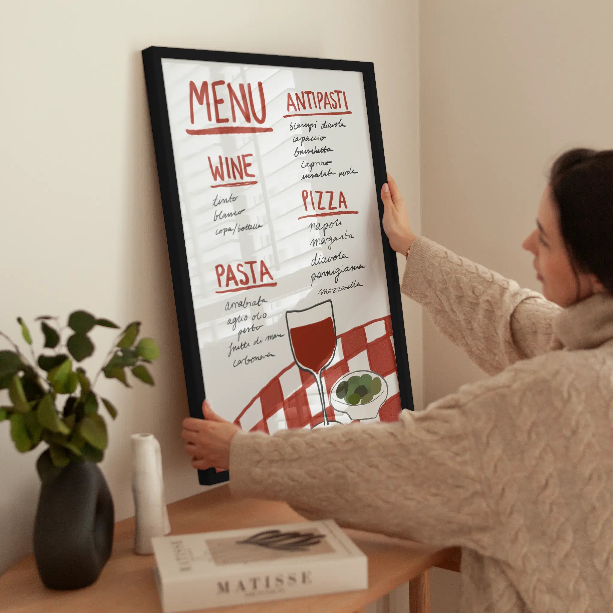 Italian Menu wird aufgehängt