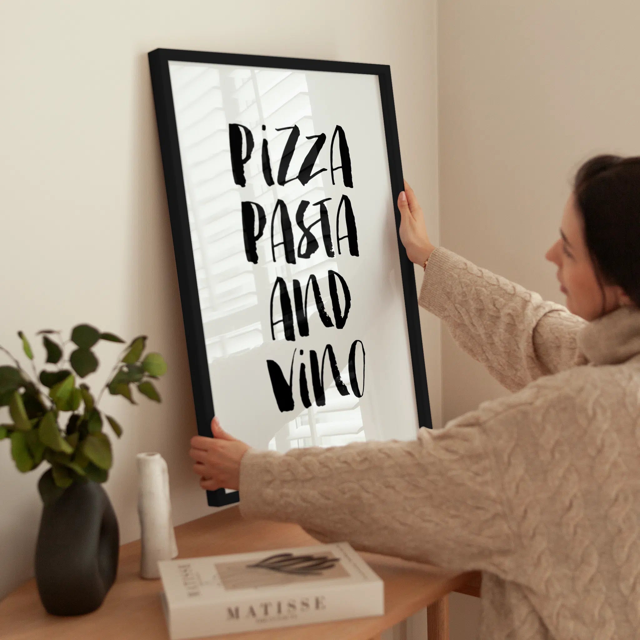 Pizza Pasta and Vino wird aufgehängt