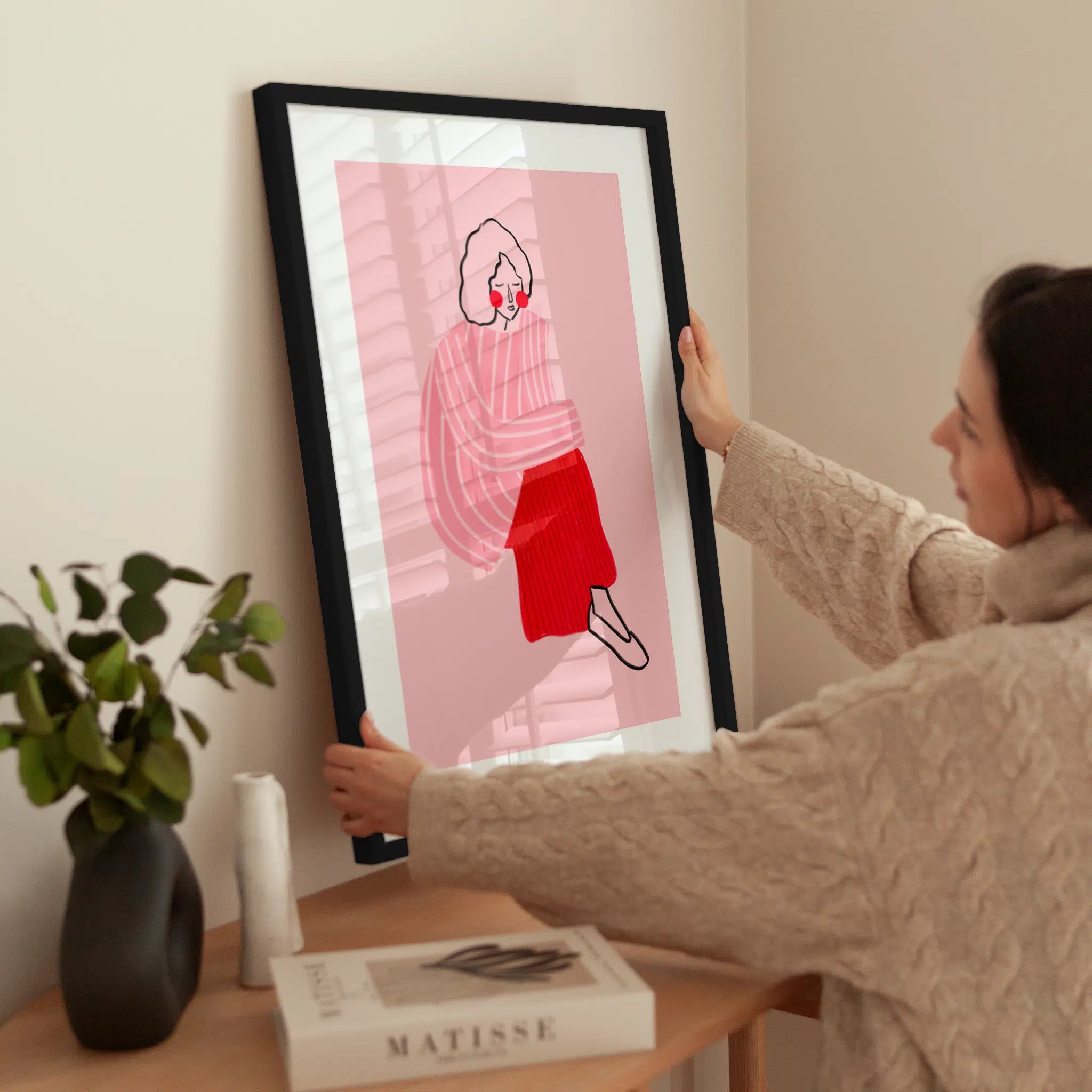 Pink and Red Harmony wird aufgehängt