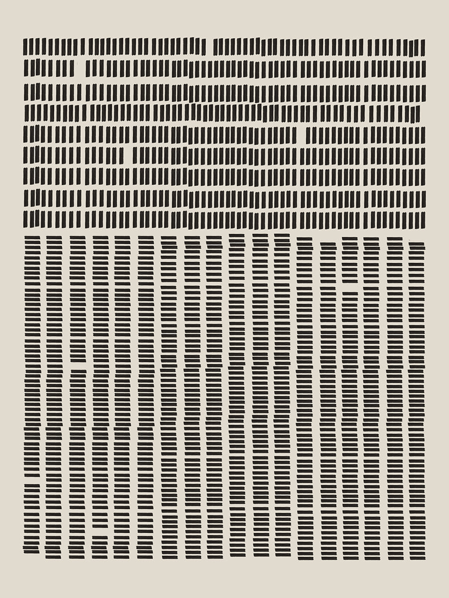Schwarze Striche auf beigem Hintergrund in einem minimalistischen Design.