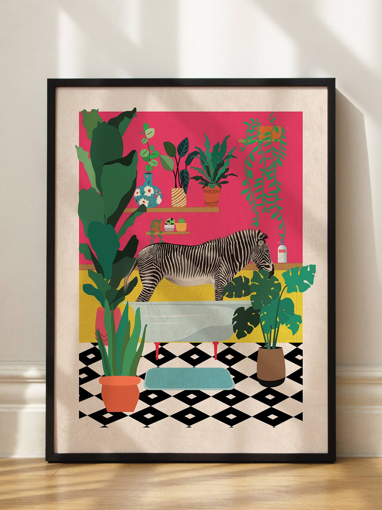 Zebra Bathtime Poster