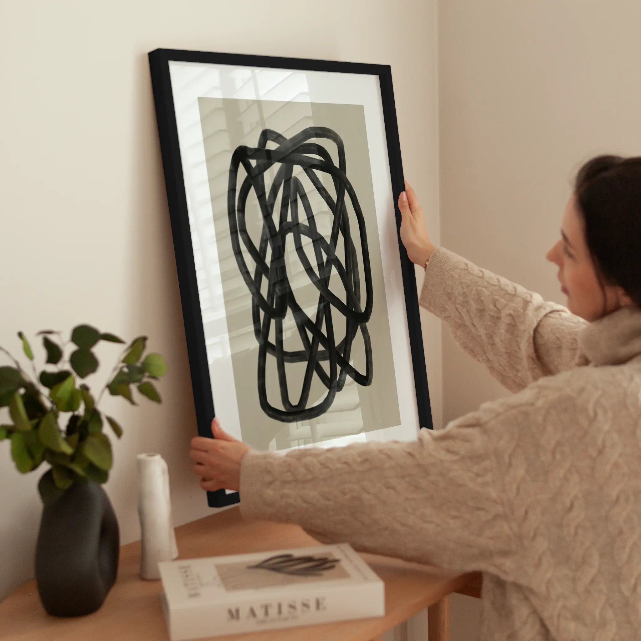 Abstract Line Chaos No1 wird aufgehängt