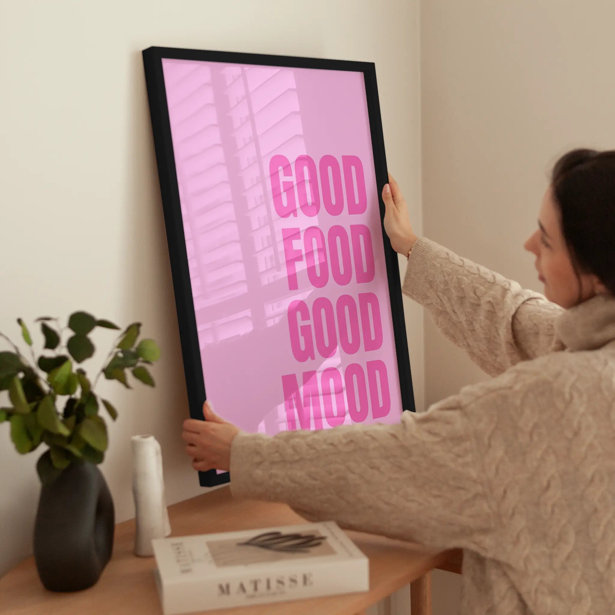 Pink Mood wird aufgehängt
