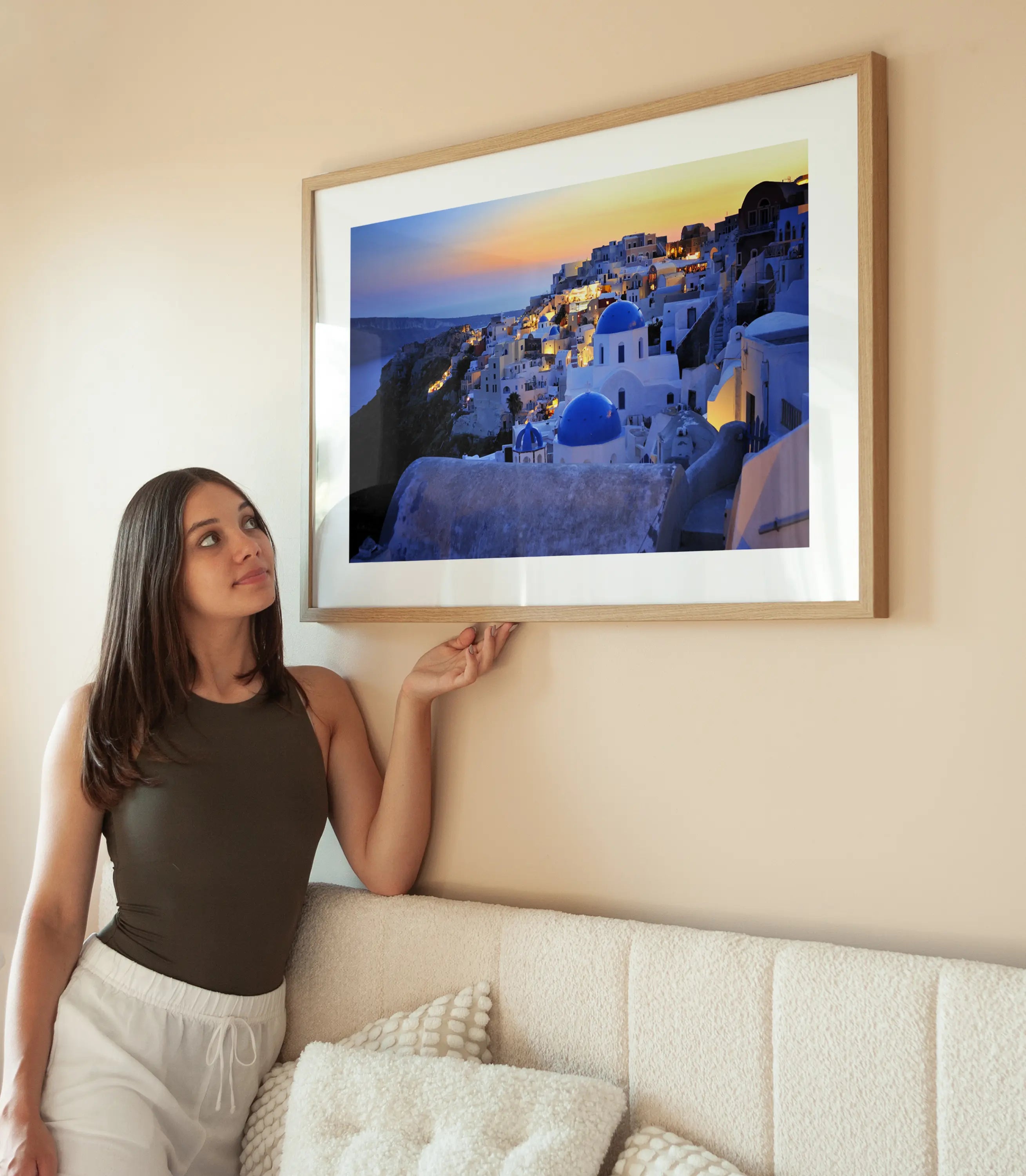 Santorini Sunset wird aufgehängt