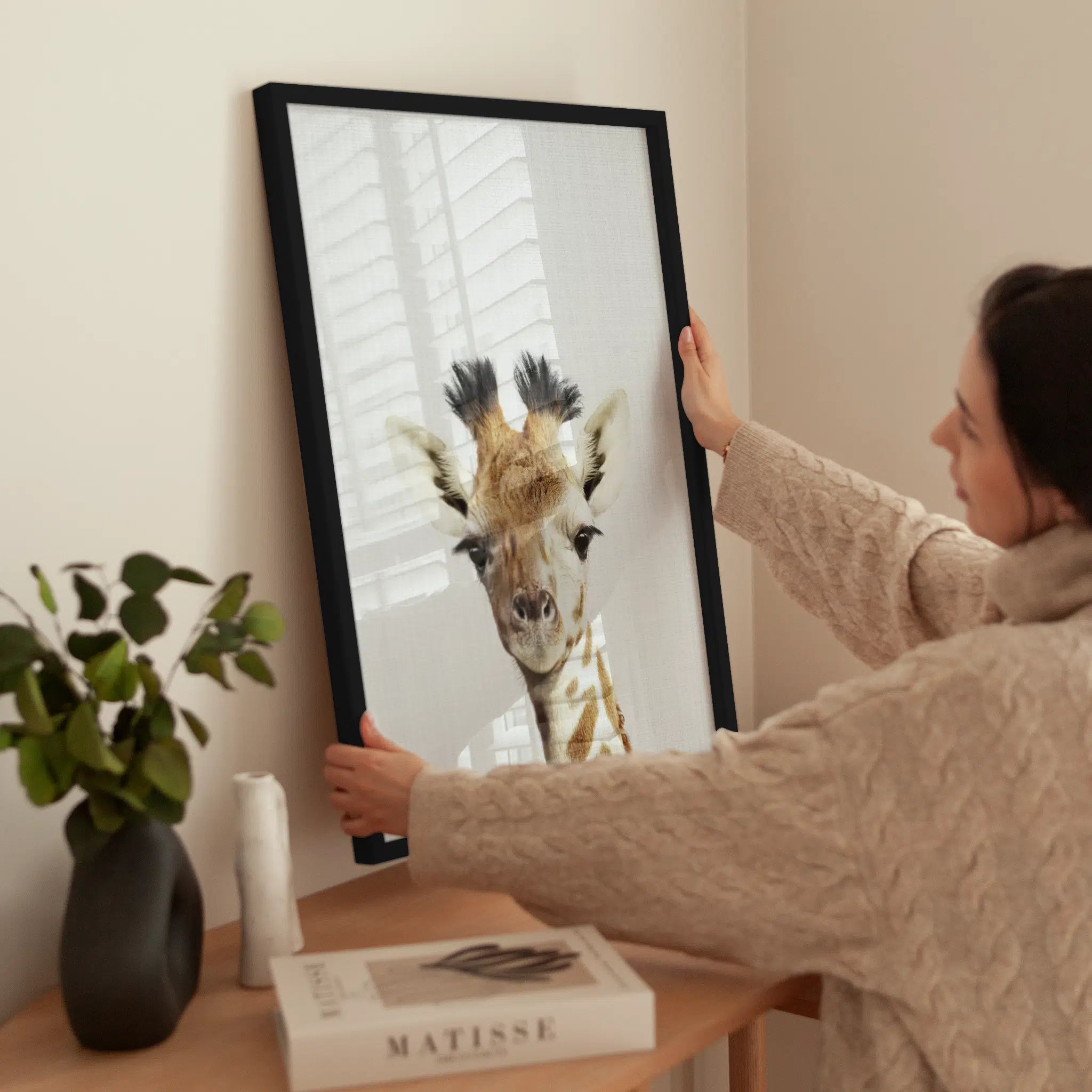 Peekaboo Giraffe wird aufgehängt