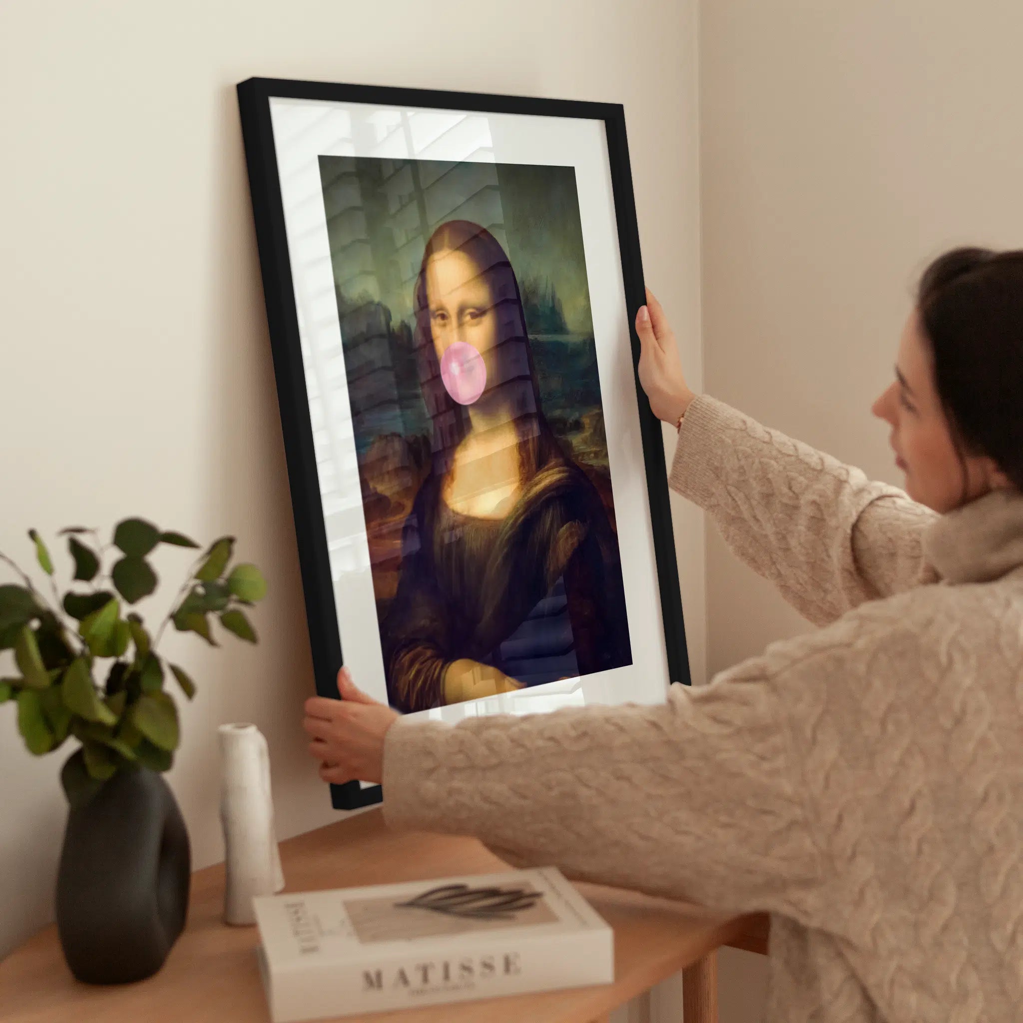 Mona Lisa Bubble Gum wird aufgehängt