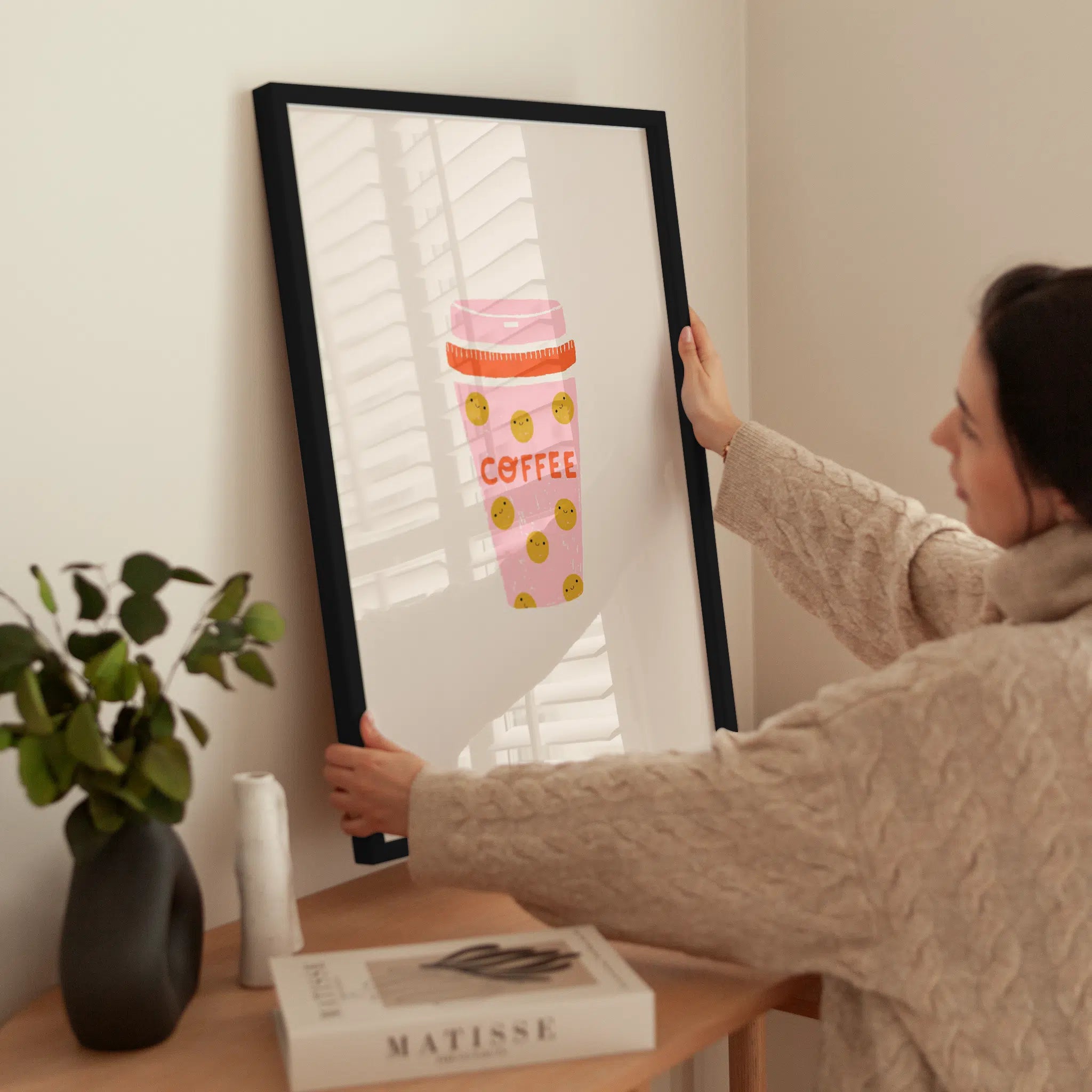 Smiling Coffee wird aufgehängt