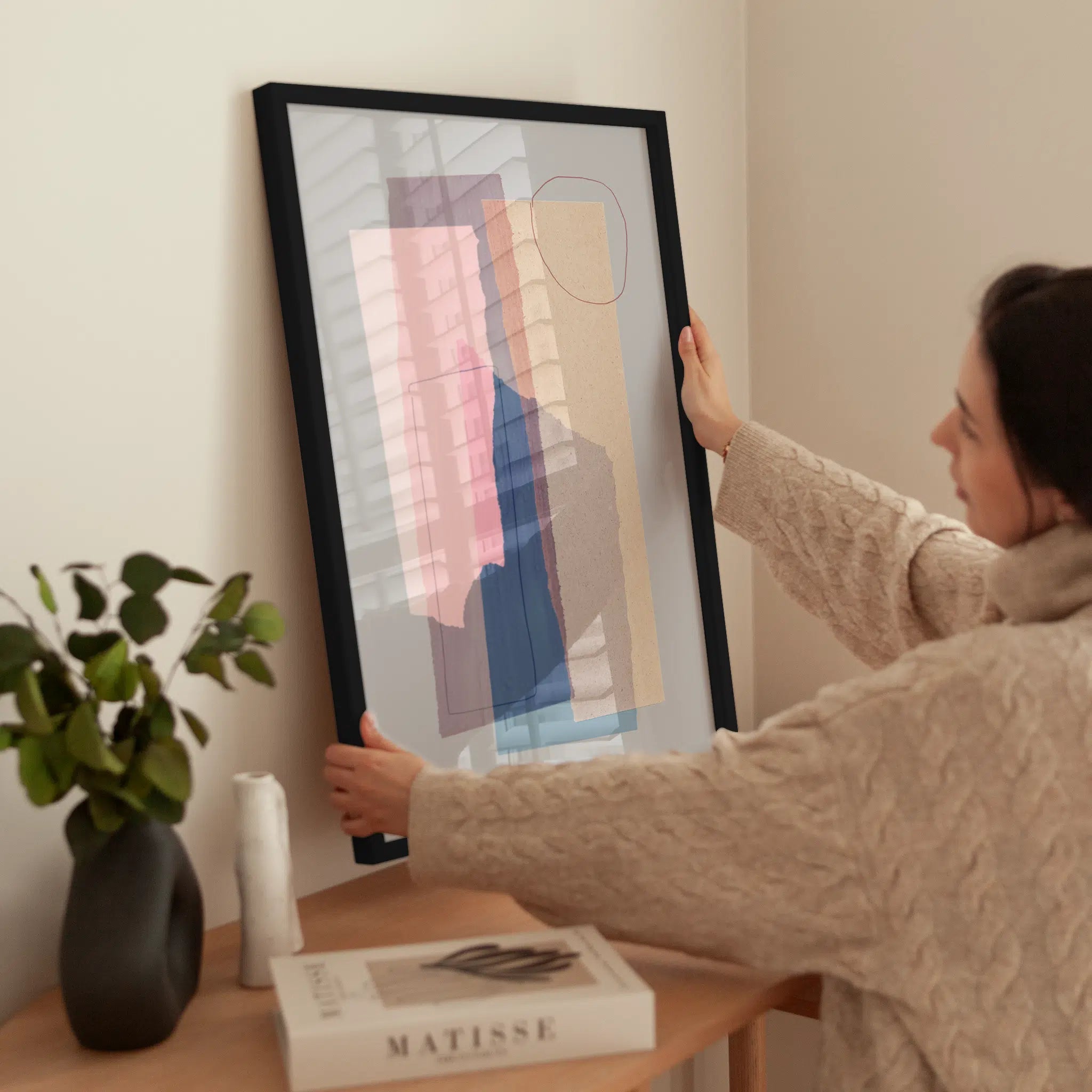Abstract Color Blocks wird aufgehängt