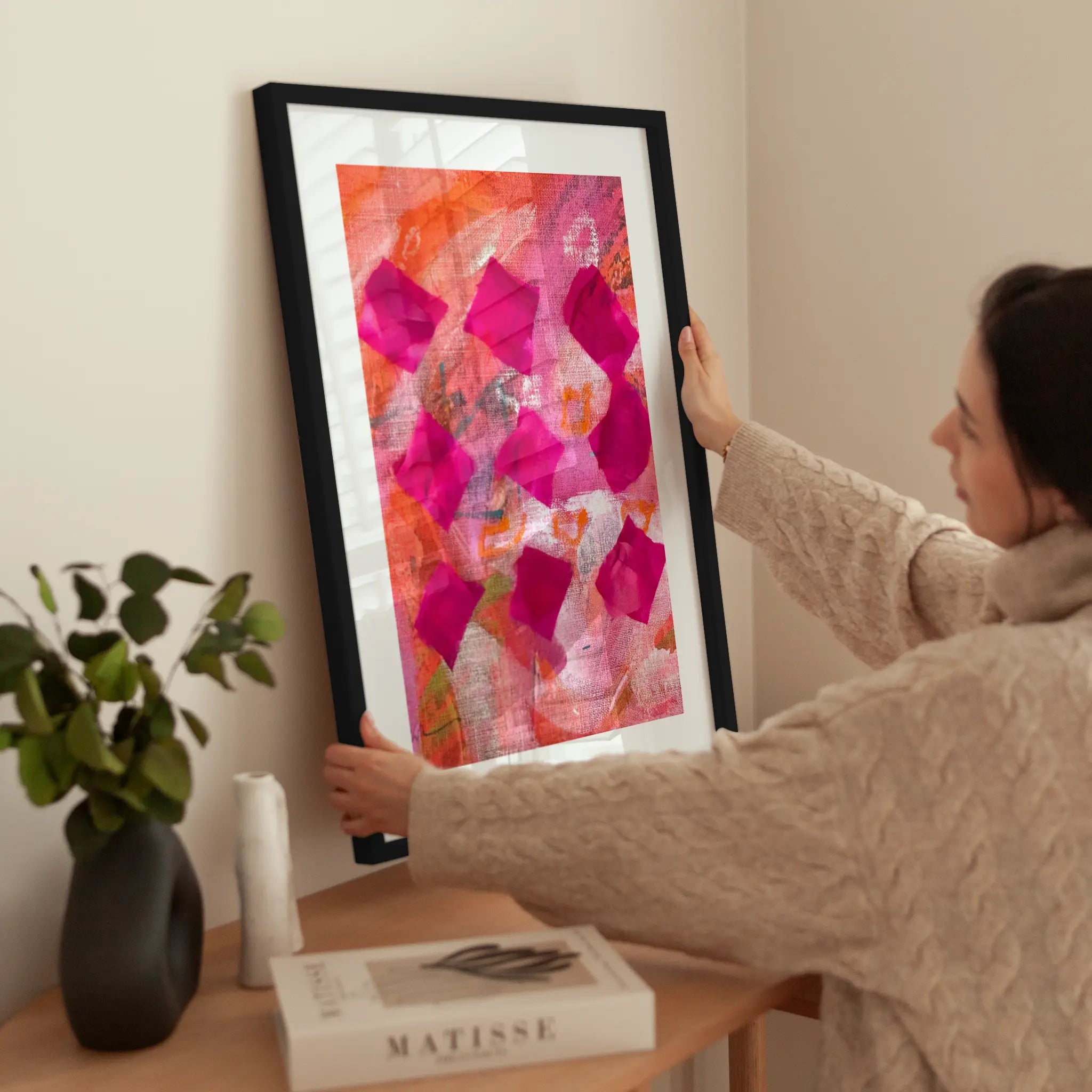 Acrylic and Squares wird aufgehängt