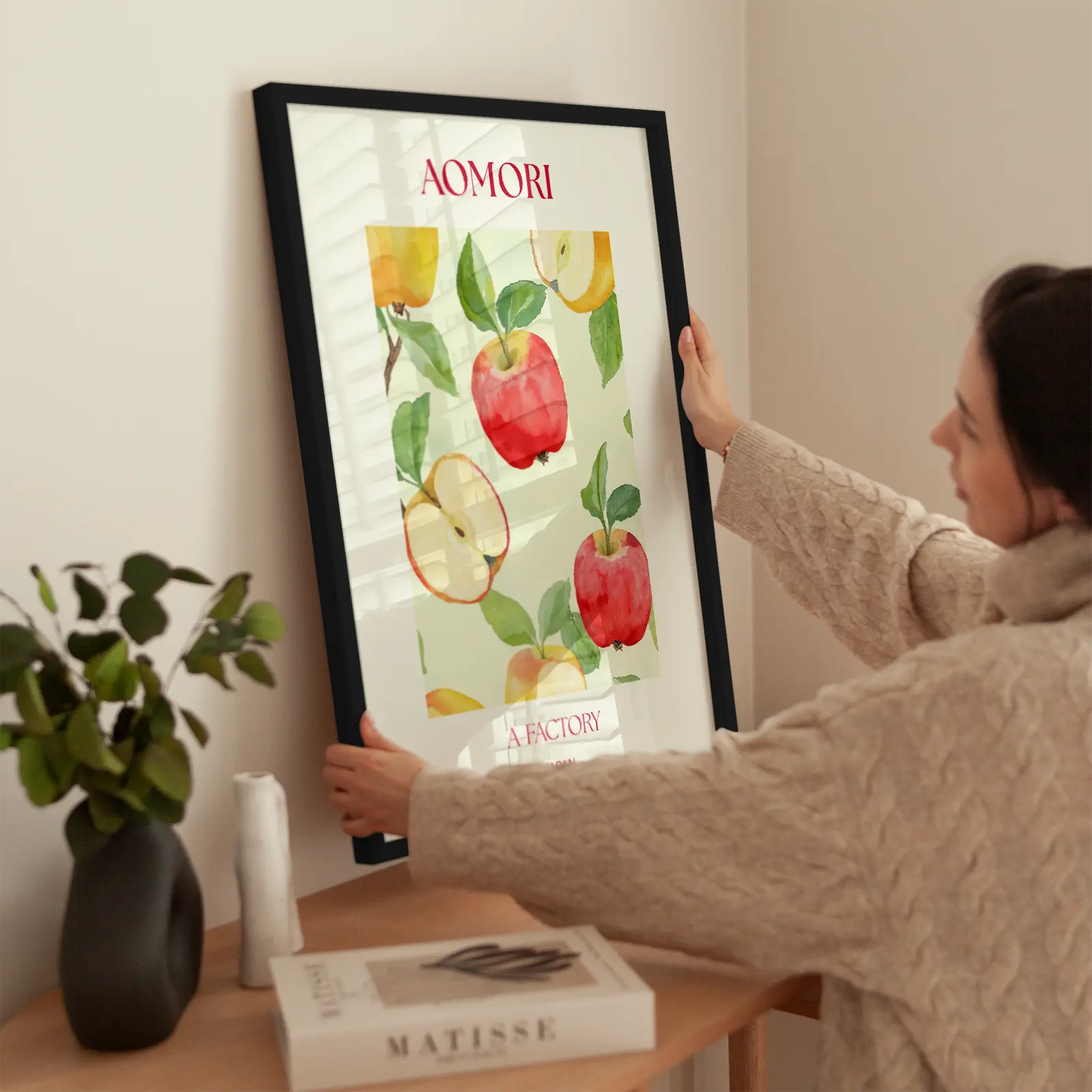 Aomori Apples wird aufgehängt