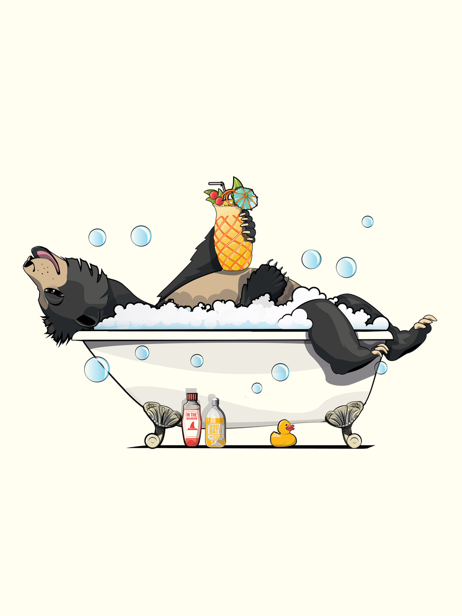 Bear in Bathtub Poster