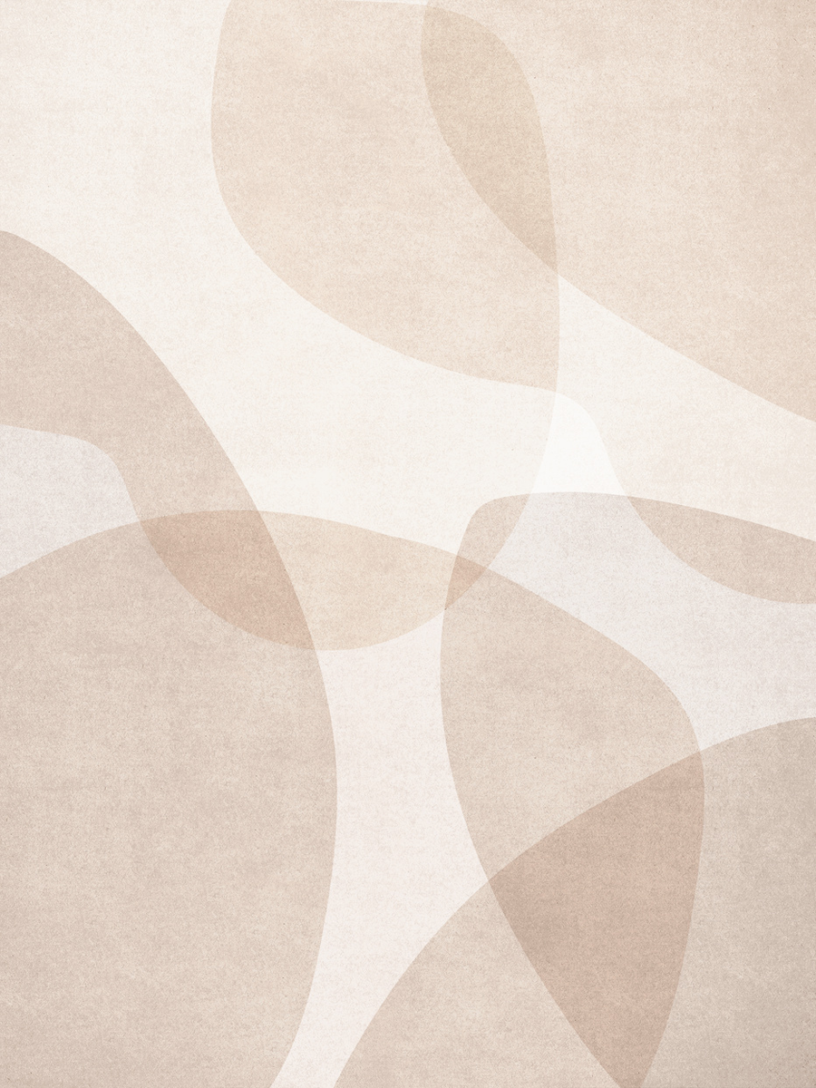 Grafische Illustration mit abstrakten Formen in Beige und Weiß.