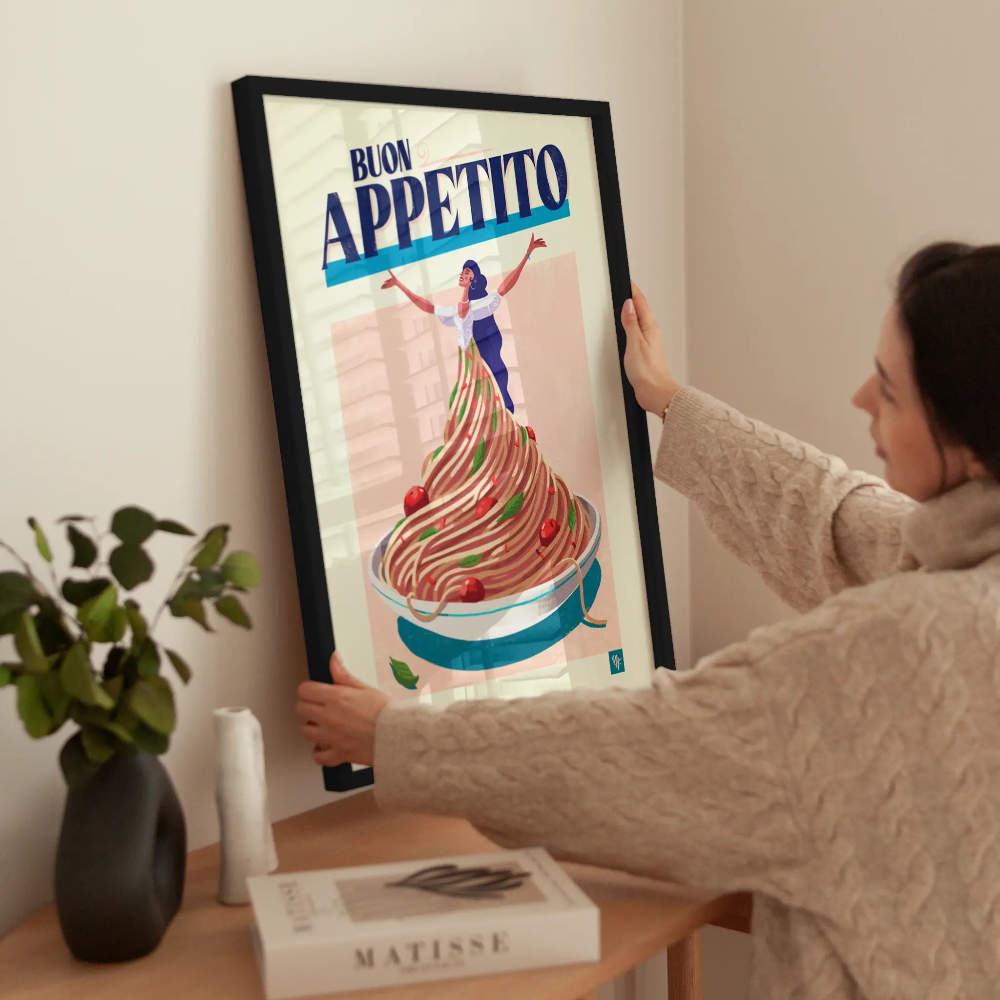Buon Appetito Art No2 wird aufgehängt
