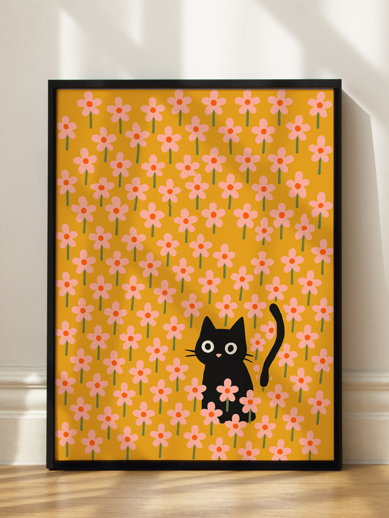 Cat in Flowers Poster