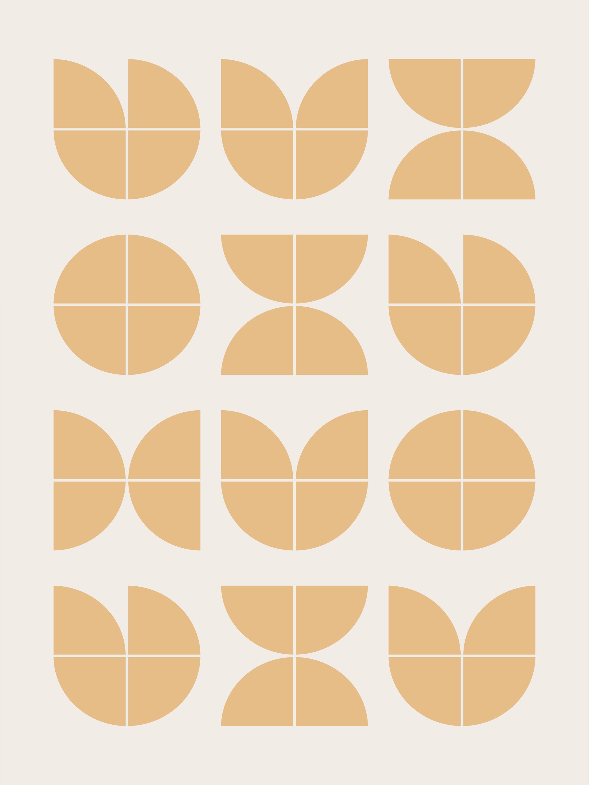 Grafische Formen in Beige auf einem hellen Hintergrund.