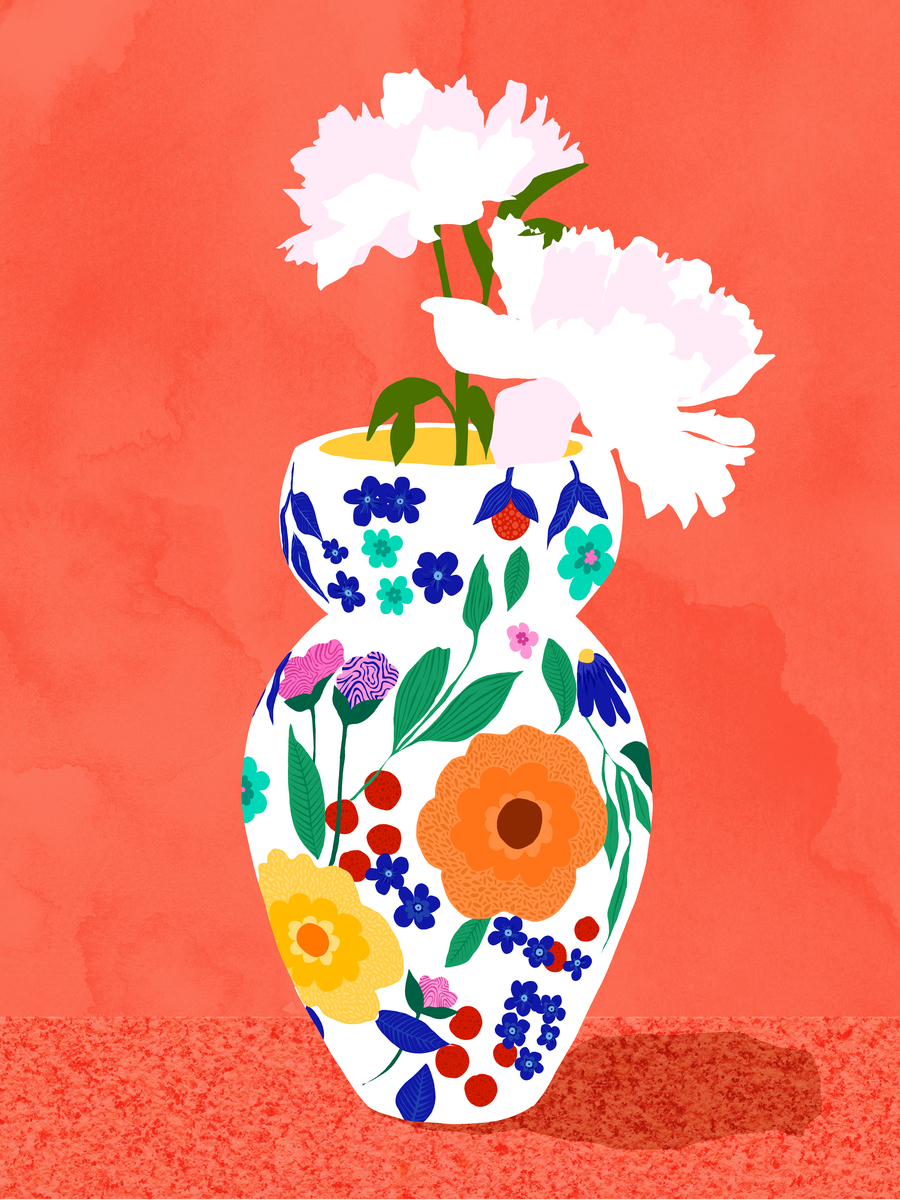 Colorful Flower Vase Poster