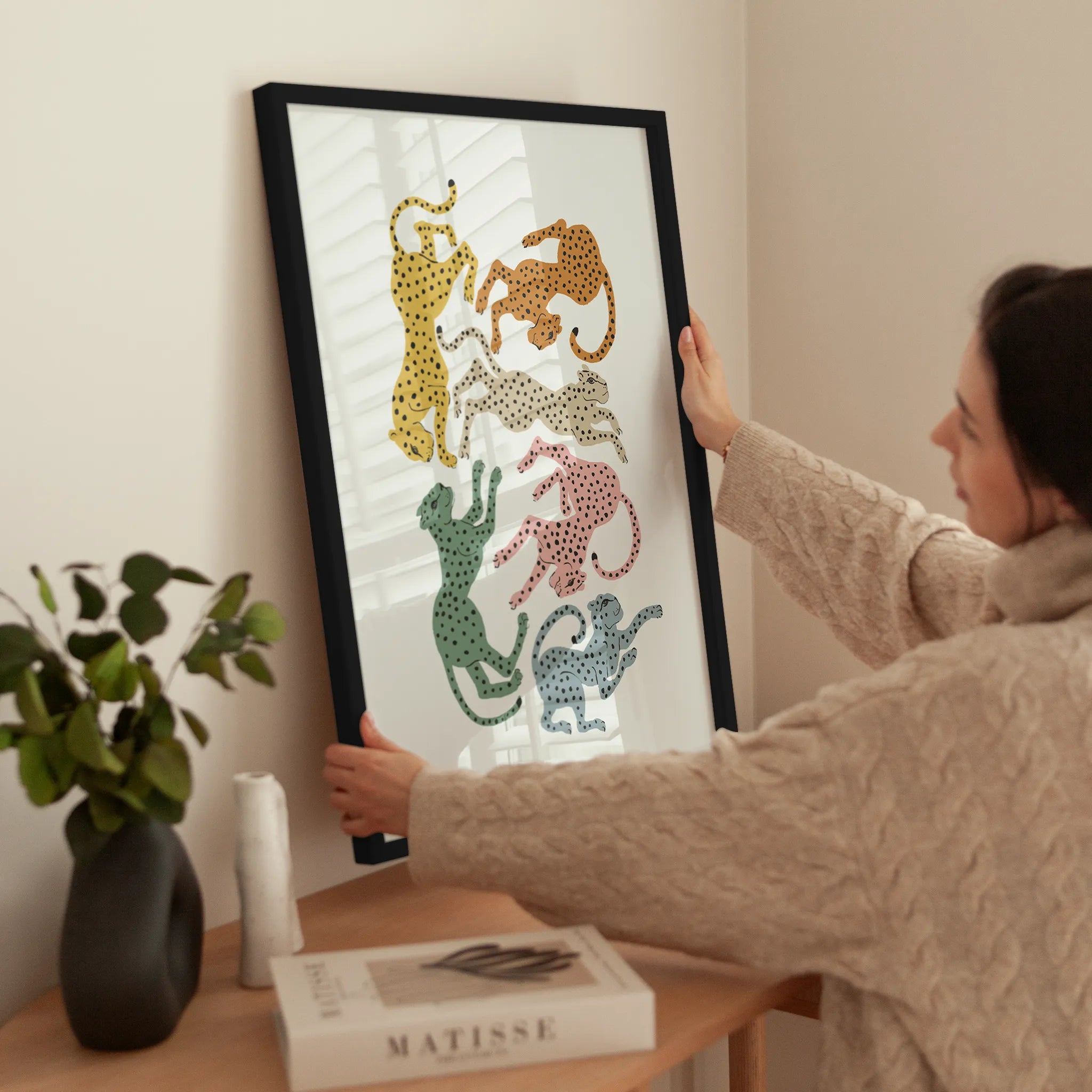 Colorful Leopards wird aufgehängt