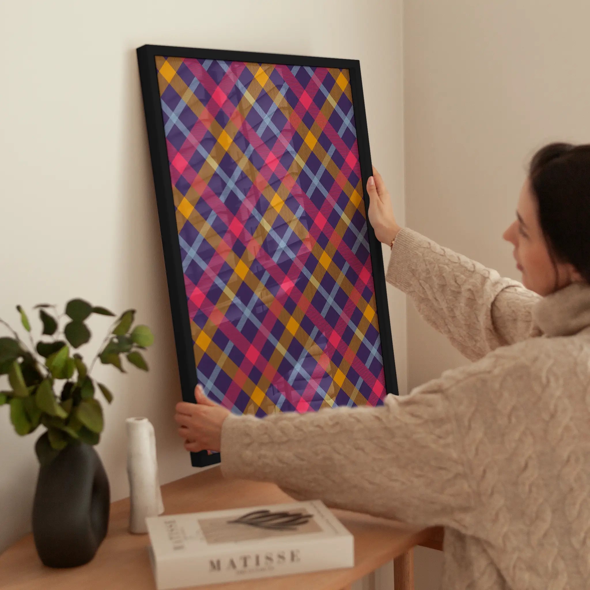 Colorful Plaid wird aufgehängt