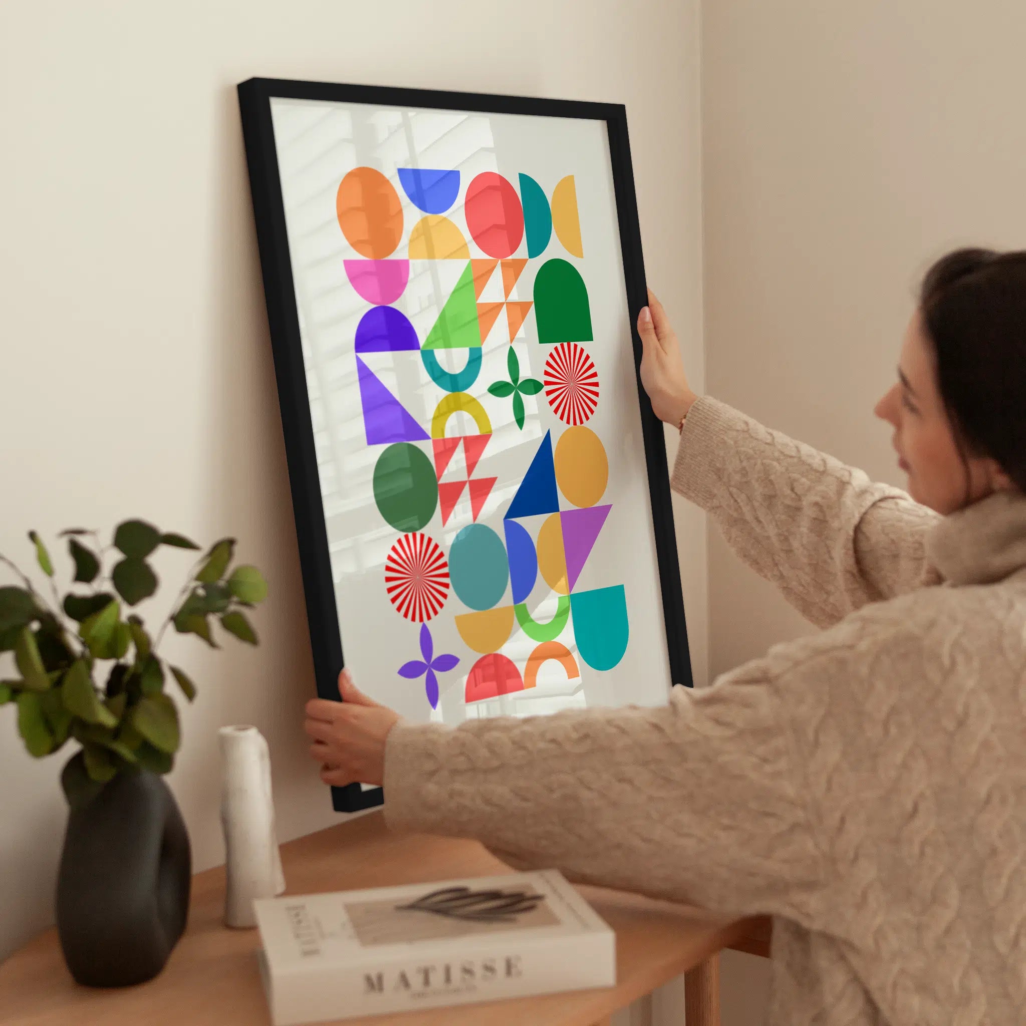 Colorful Shapes wird aufgehängt