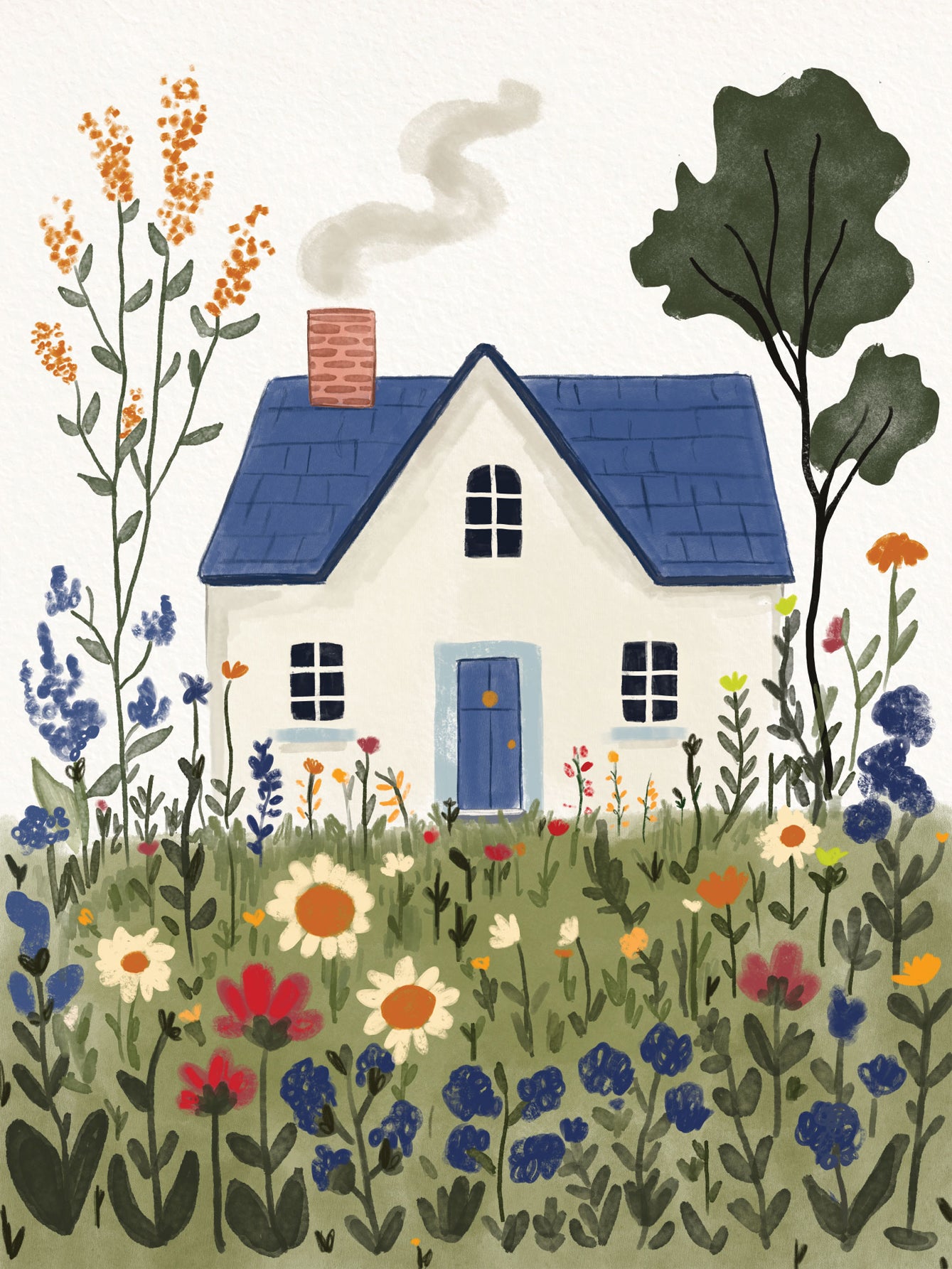 Cozy Blue Cottage Poster
