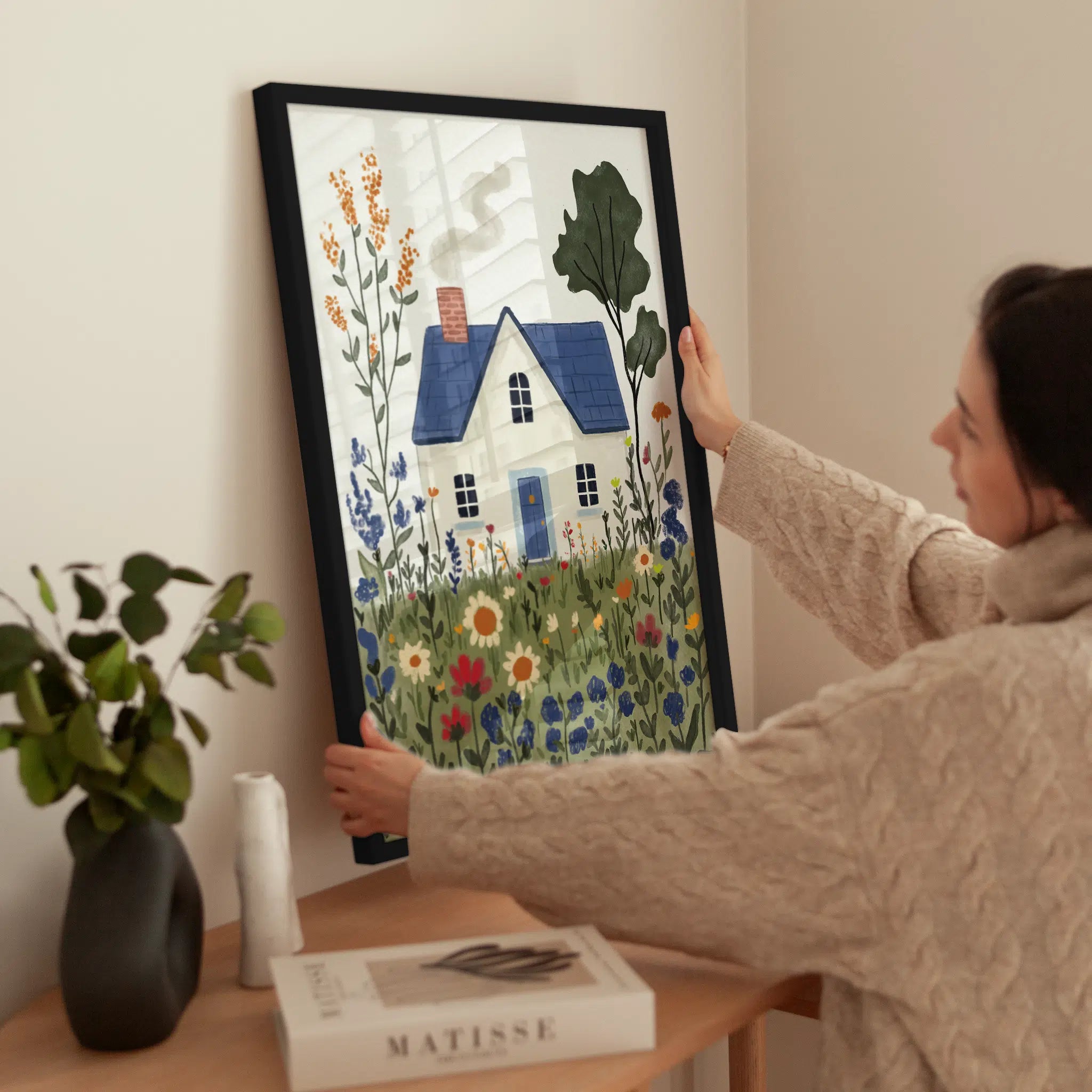 Cozy Blue Cottage wird aufgehängt