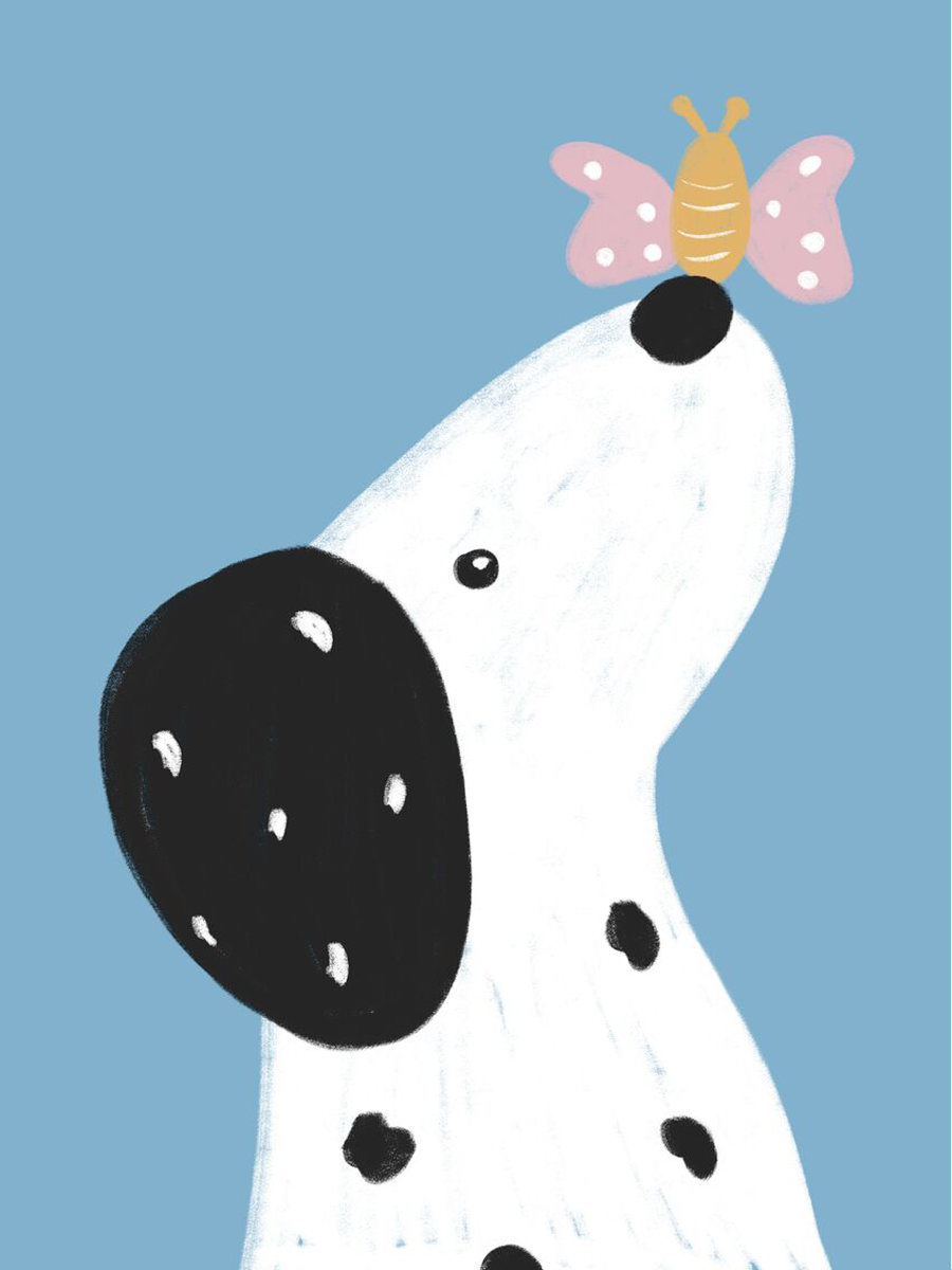 Dog and Butterfly Poster