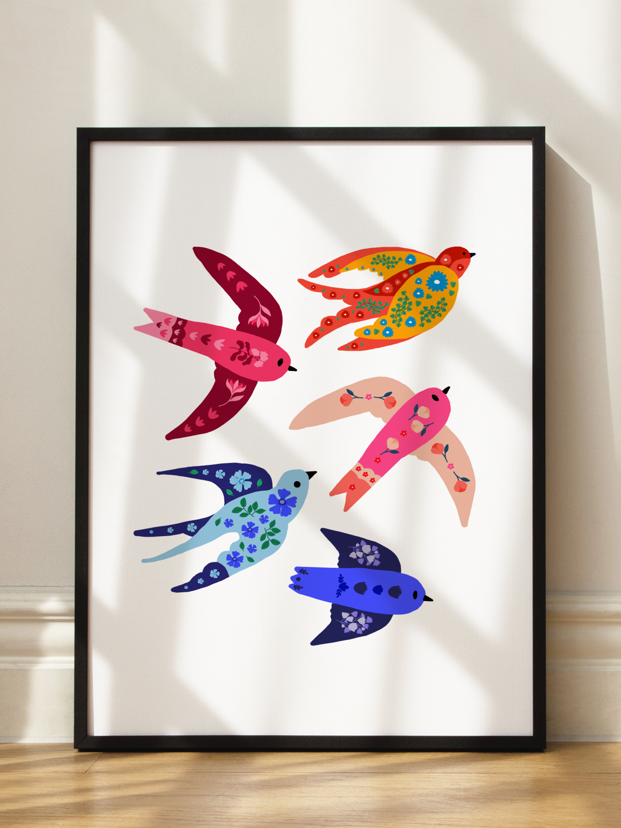 Floral Birds Poster
