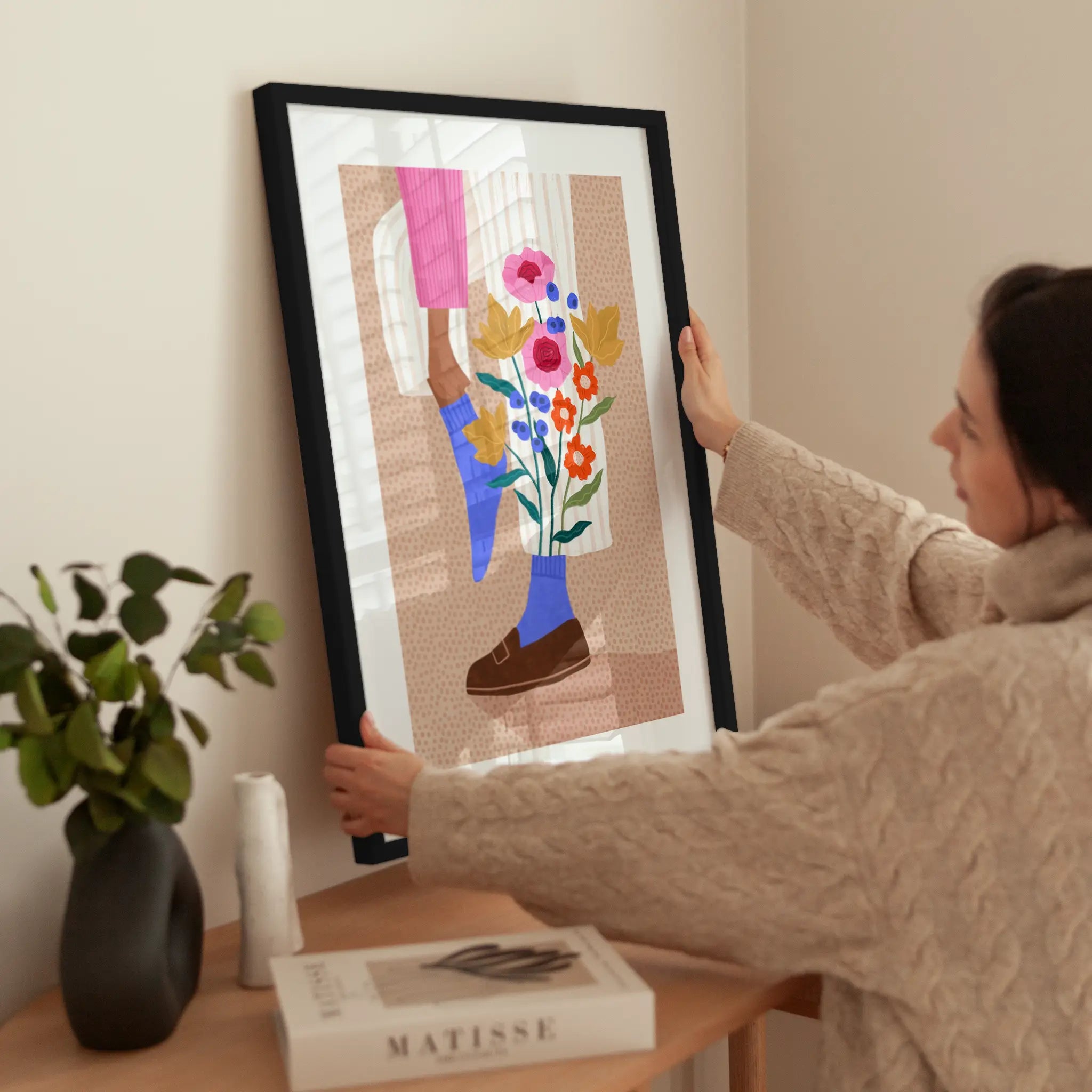 Floral Legs wird aufgehängt