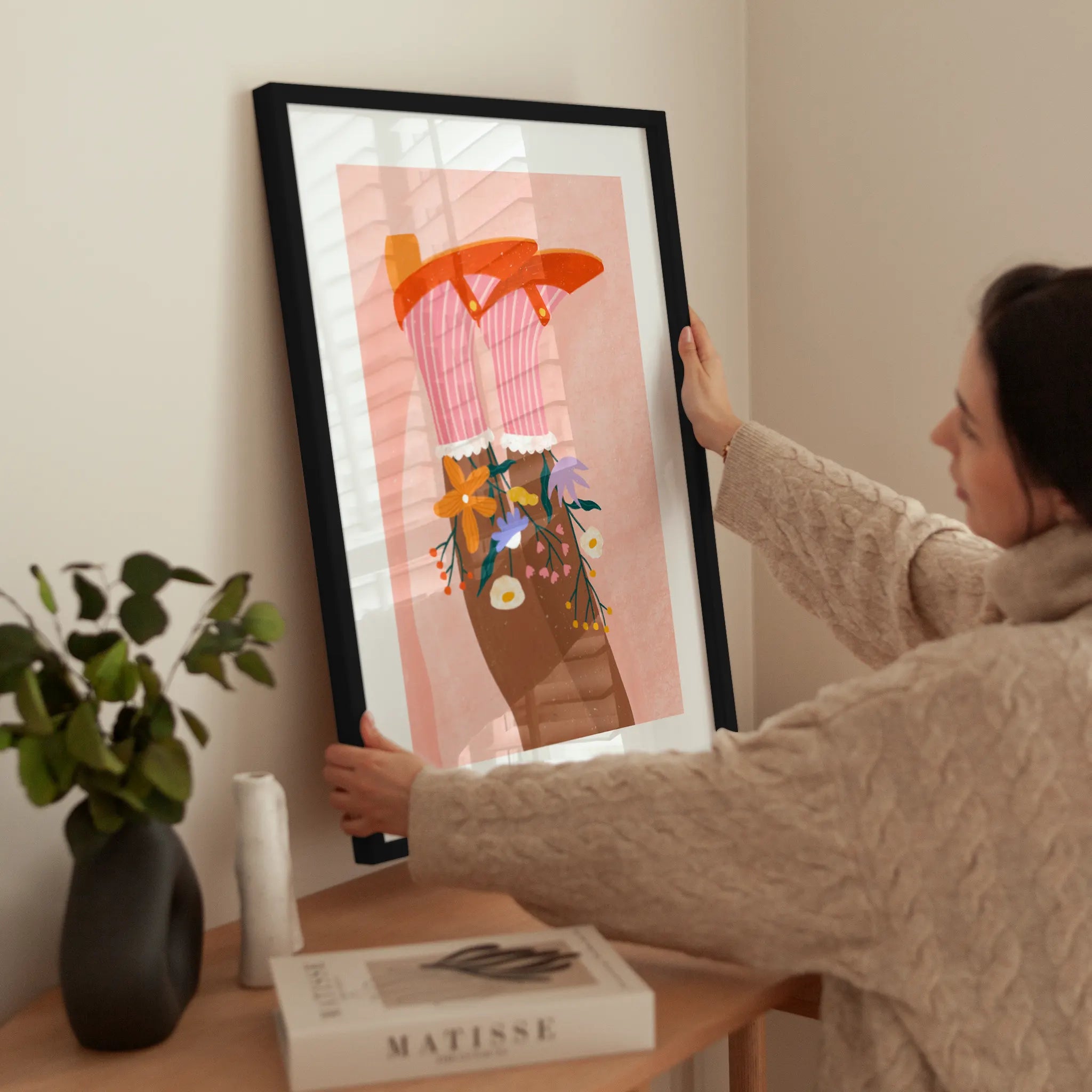 Floral Socks wird aufgehängt