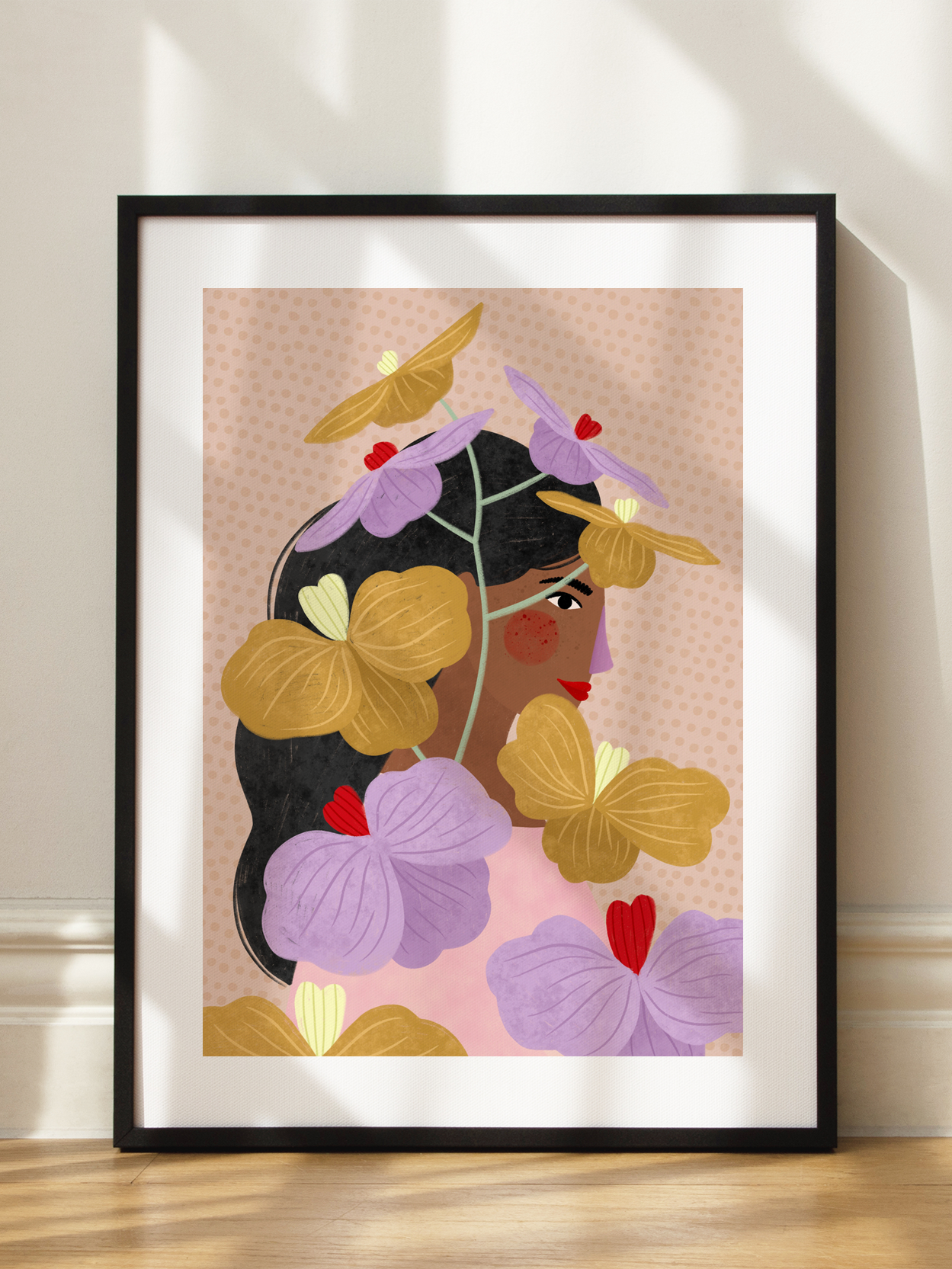 Hidden Behind Yellow Purple Flowers Poster