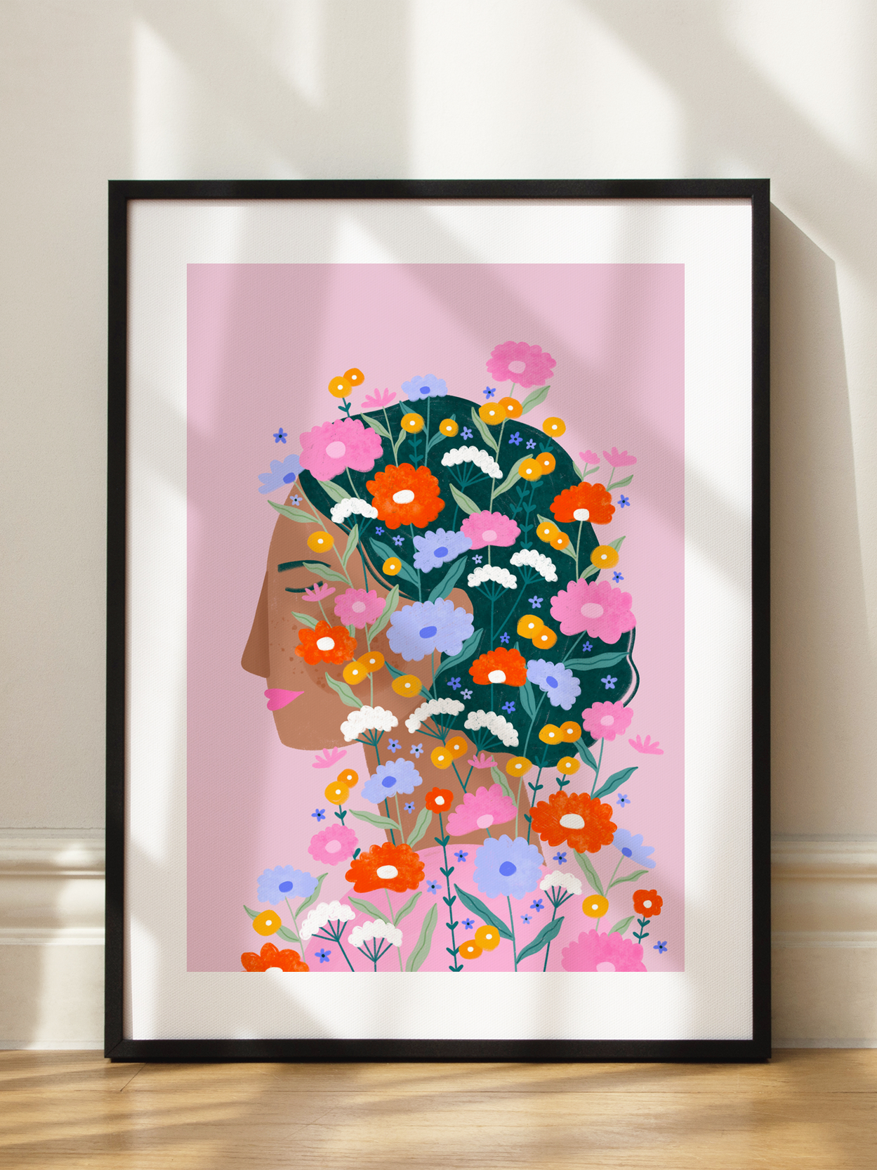 Colourful Flower Lady Poster