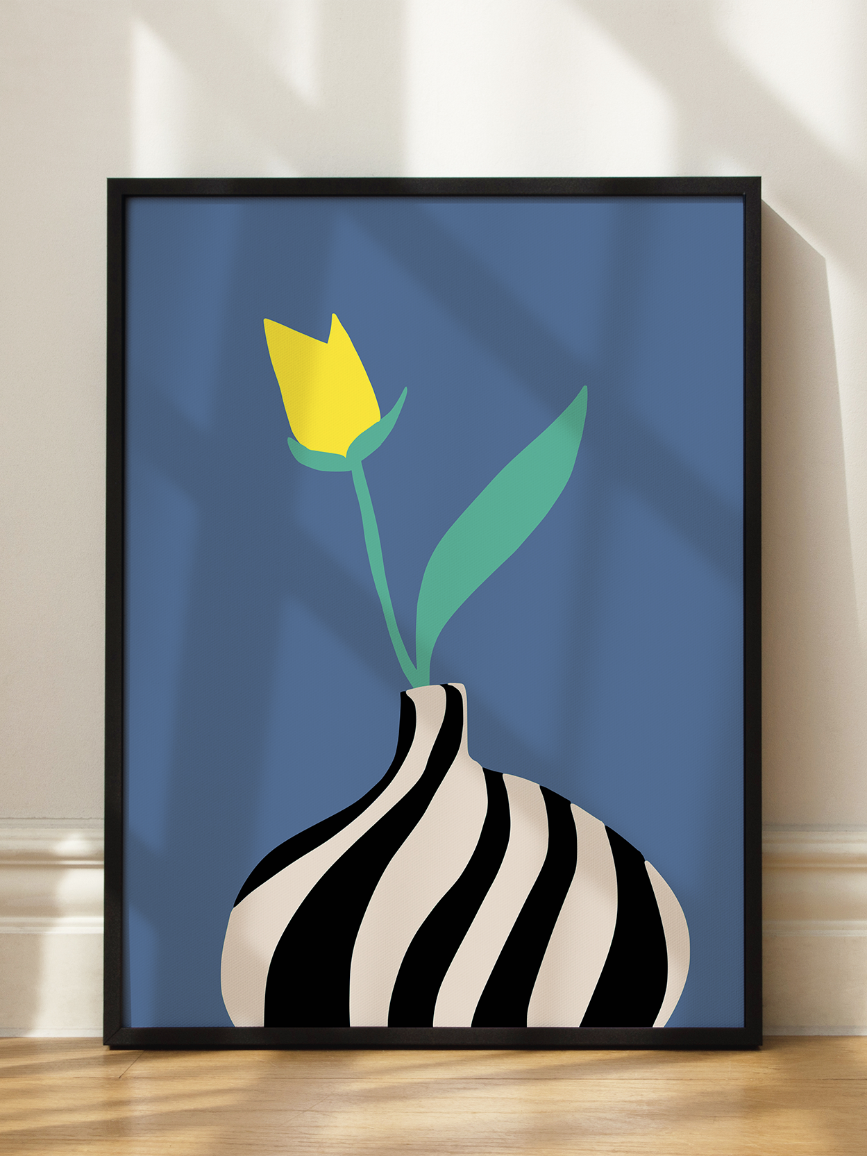 Flower in Striped Vase Poster