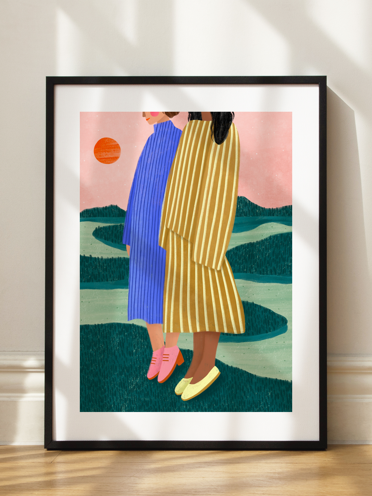 Friends With Striped Dresses