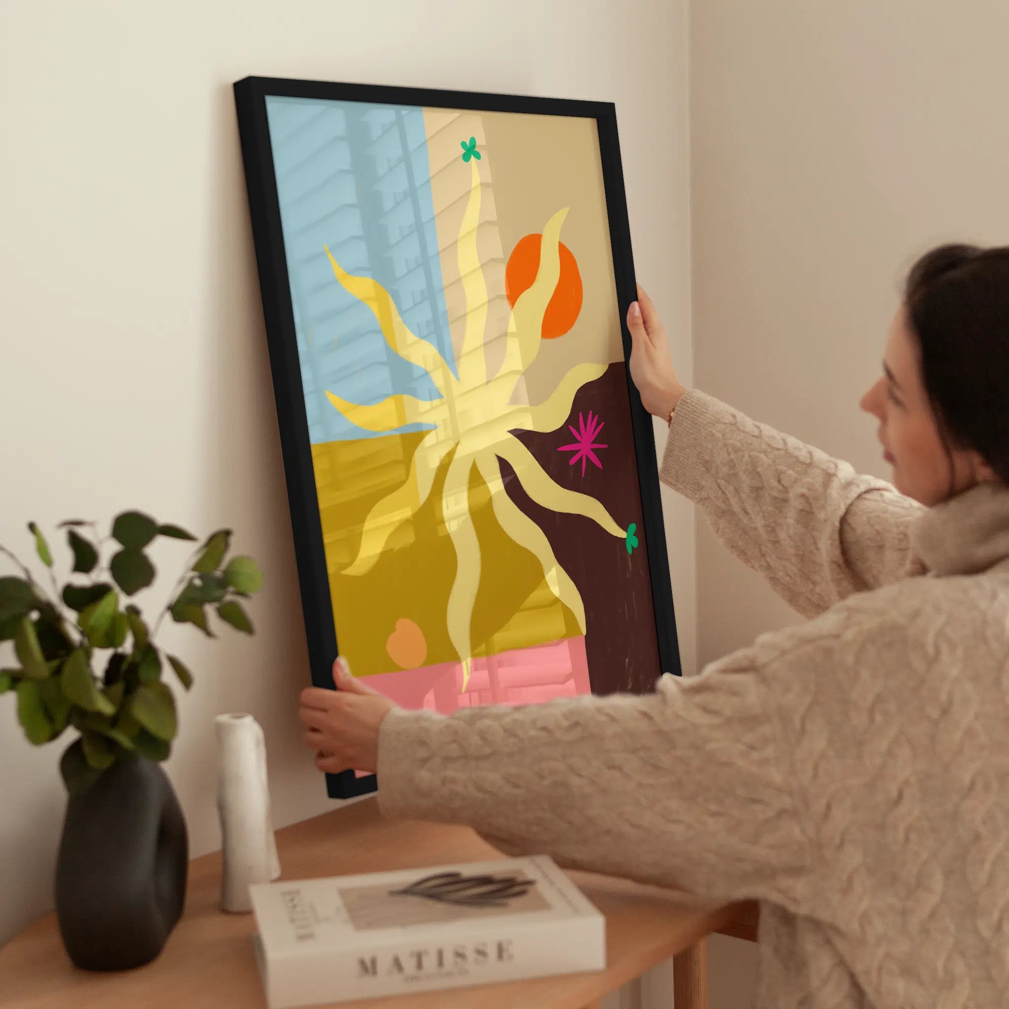 Funky Flower wird aufgehängt