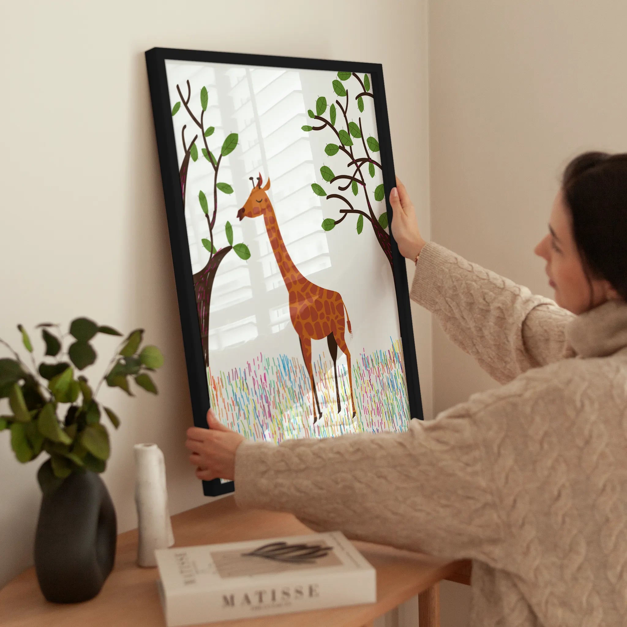 Giraffe in the Jungle wird aufgehängt