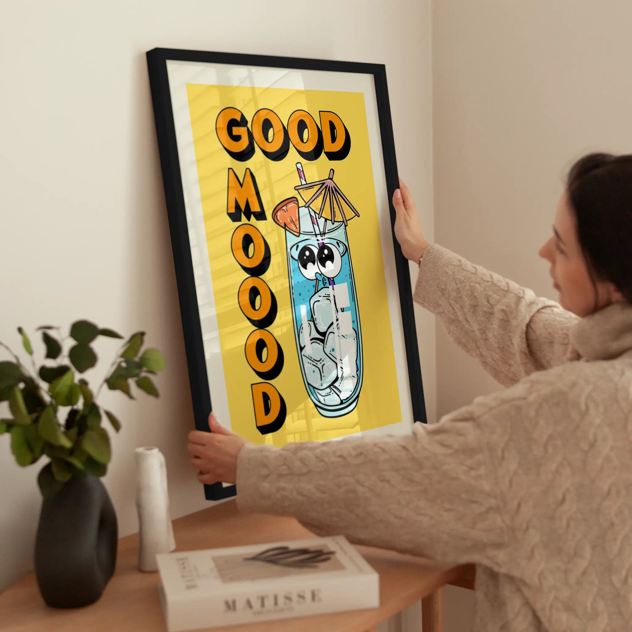 Good Mood Drink wird aufgehängt
