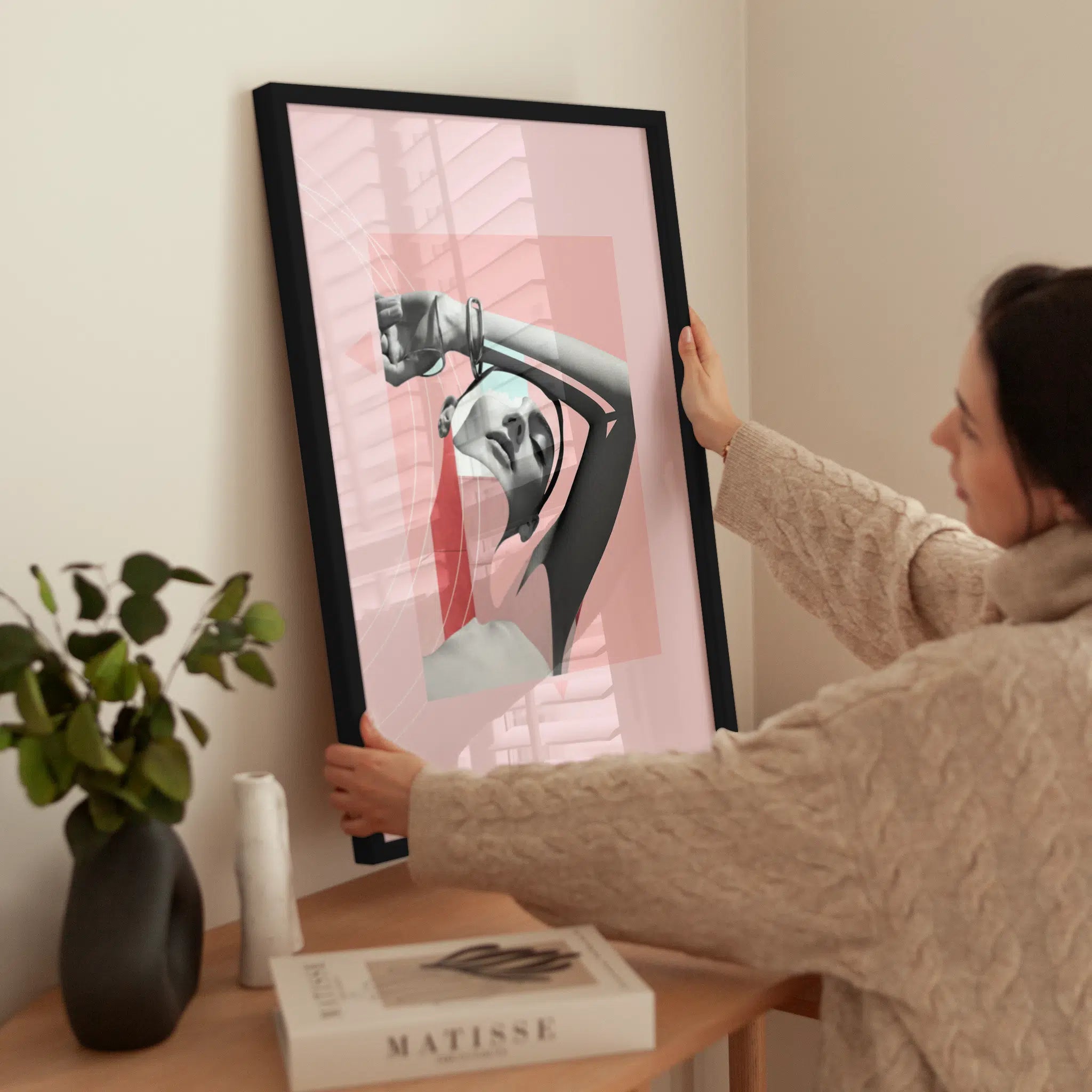 Graphic Collage wird aufgehängt