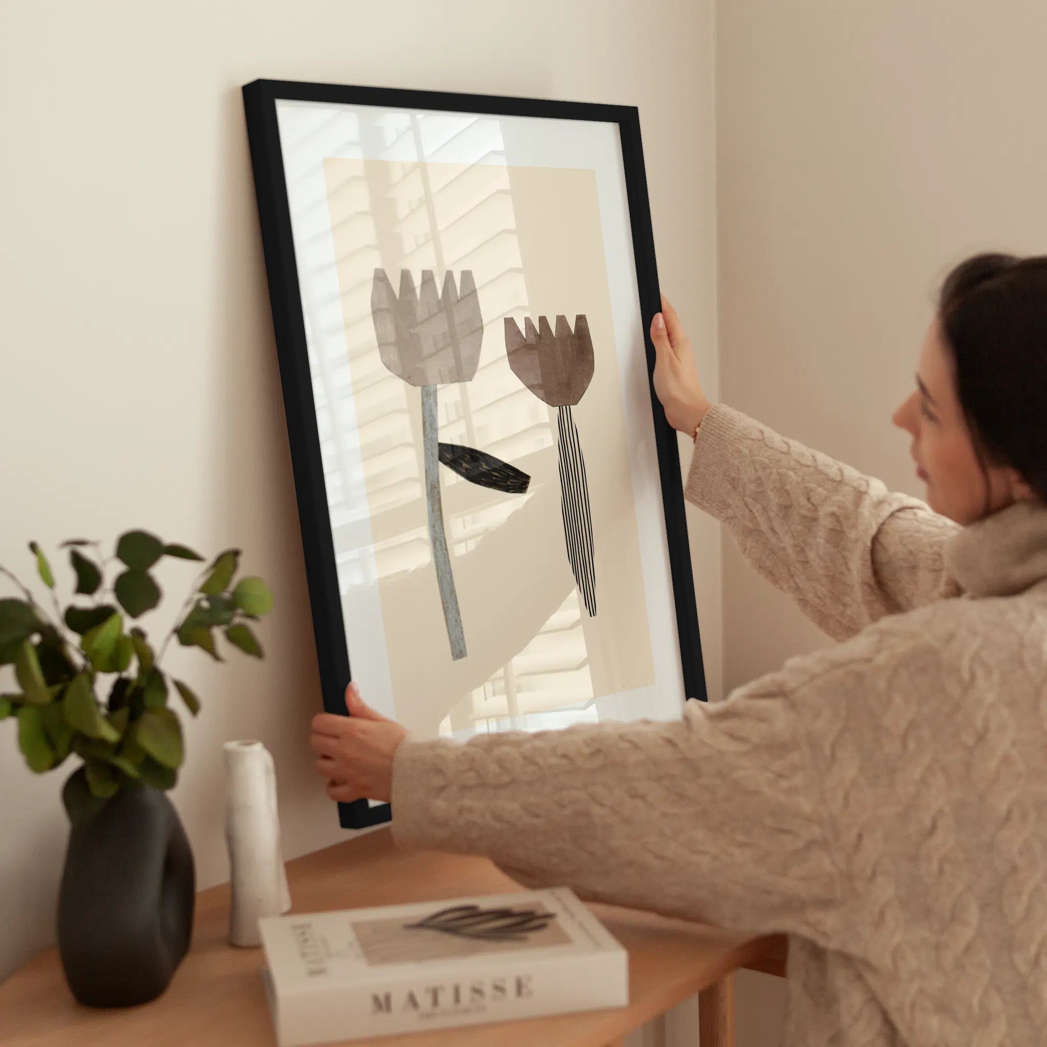 Graphic Flowers wird aufgehängt