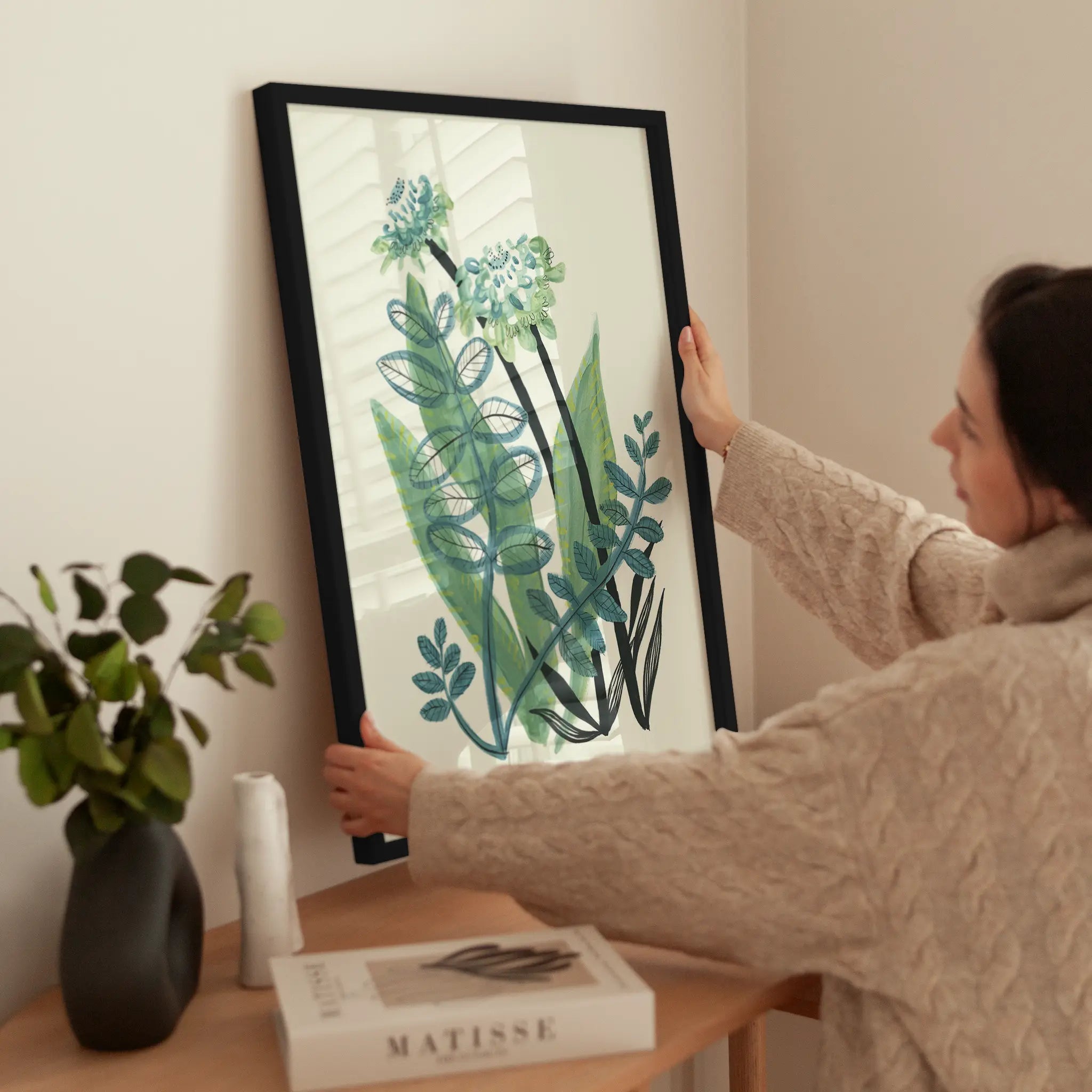 Green Bouquet wird aufgehängt
