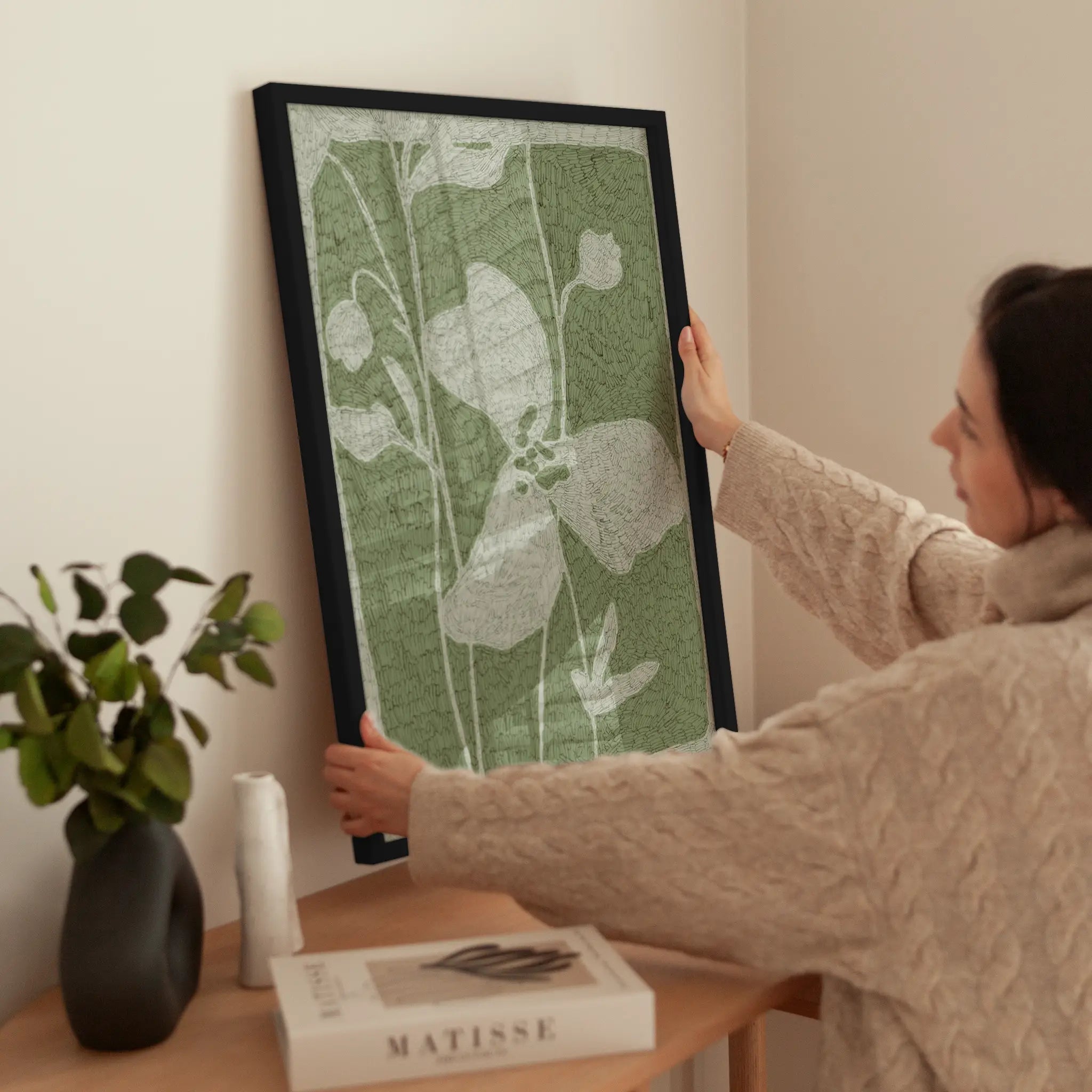 Green Texture wird aufgehängt