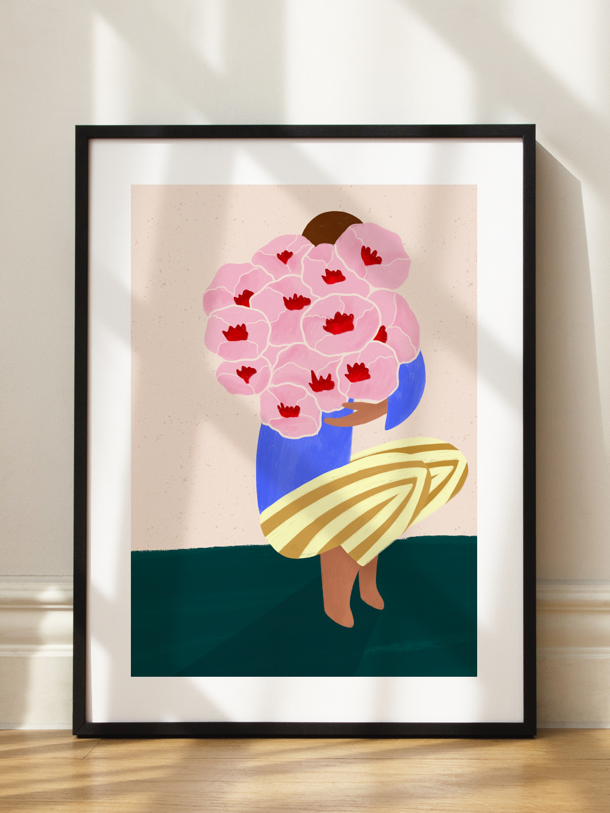 Woman with Bouquet of Flowers Poster