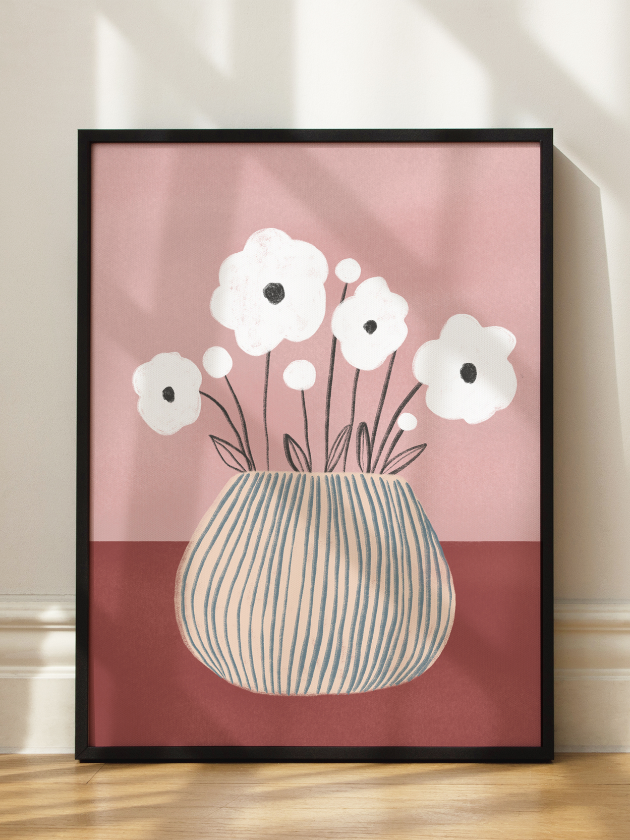 Illustrated White Flowers Poster