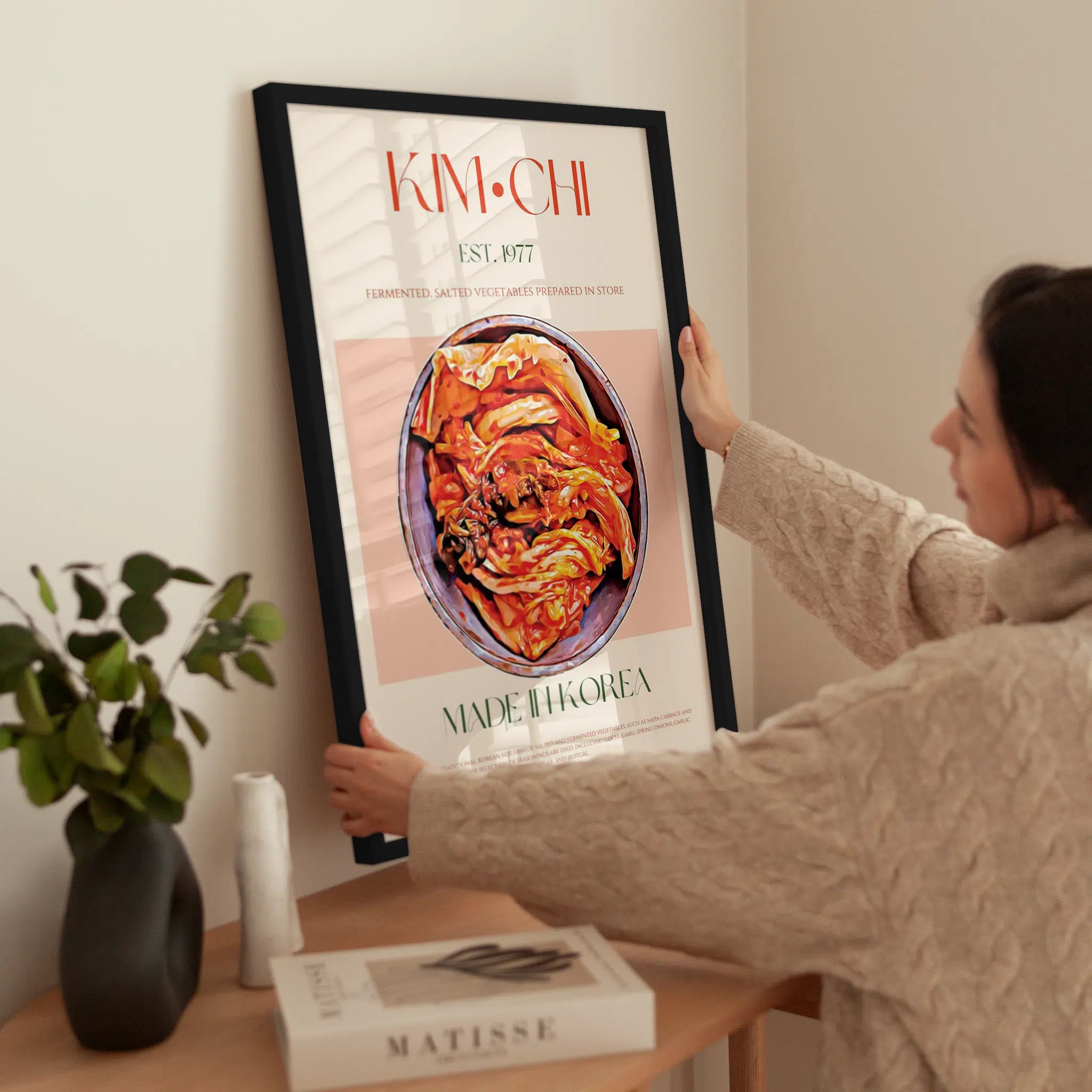 Kimchi Made in Korea wird aufgehängt