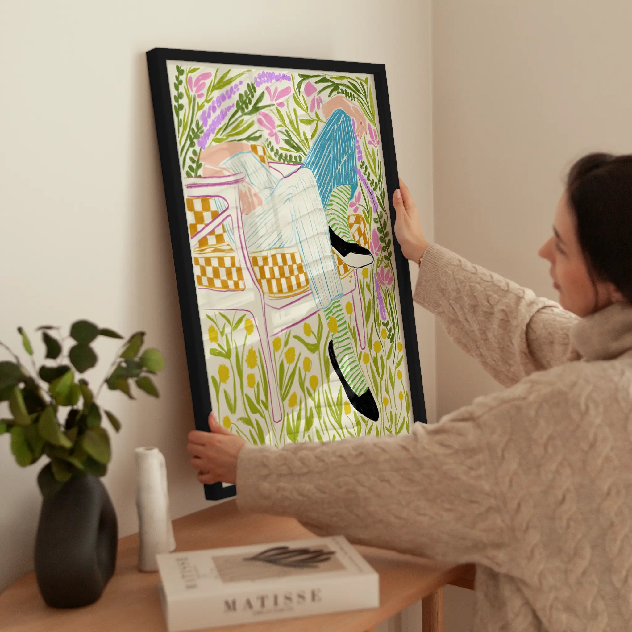Lady in the Garden wird aufgehängt
