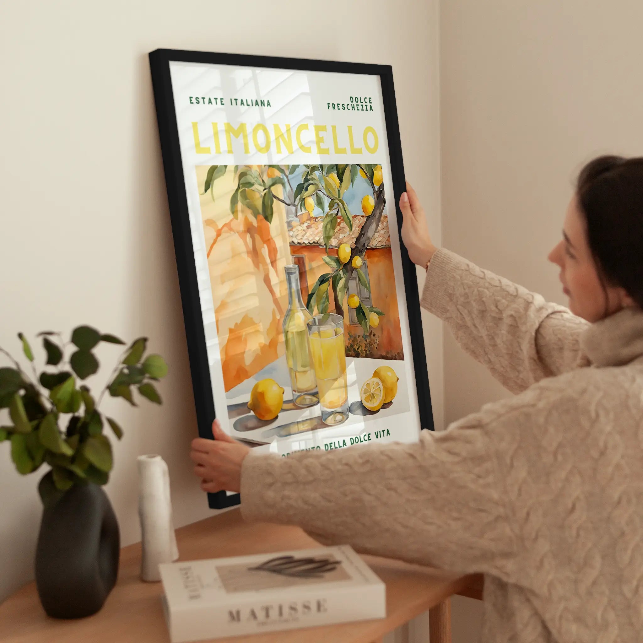 Limoncello Genuss wird aufgehängt