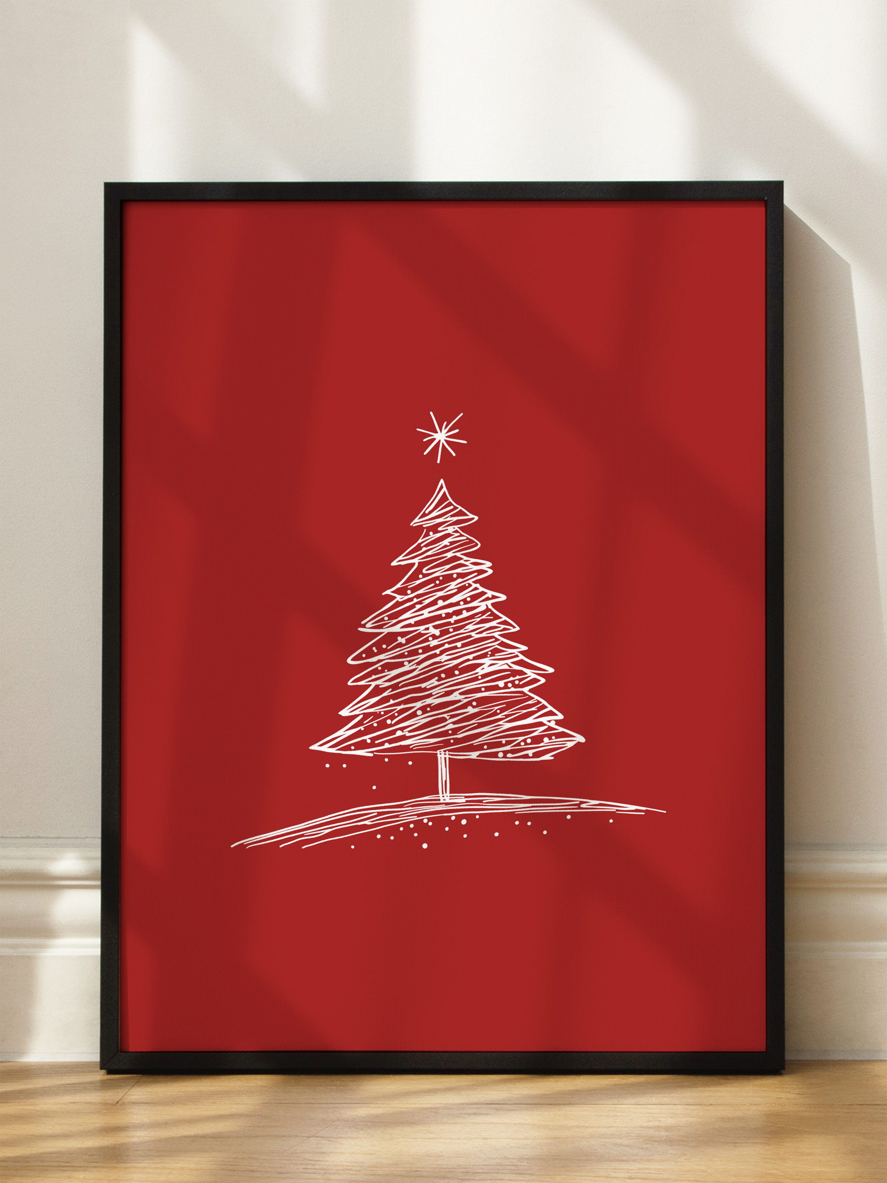 Minimal Red Christmas Sketch