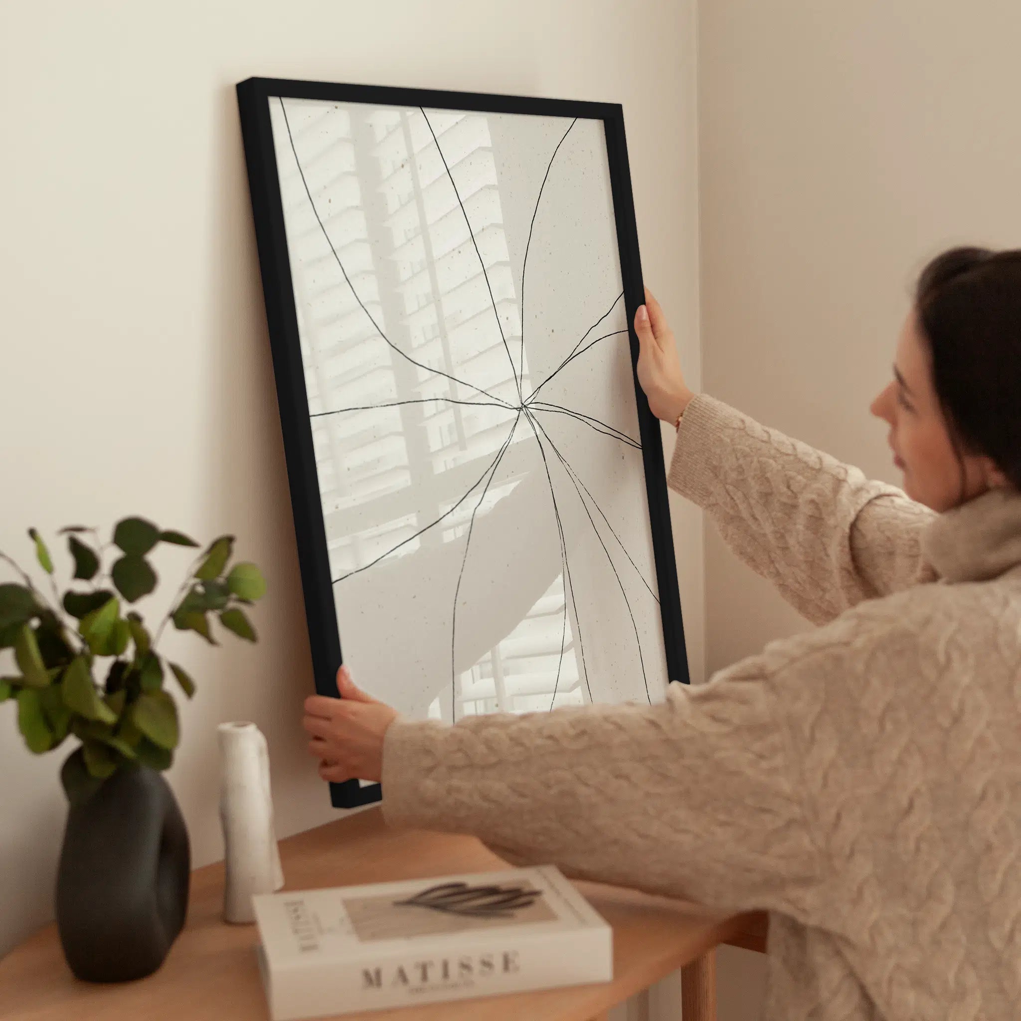 Minimalistic Flower wird aufgehängt