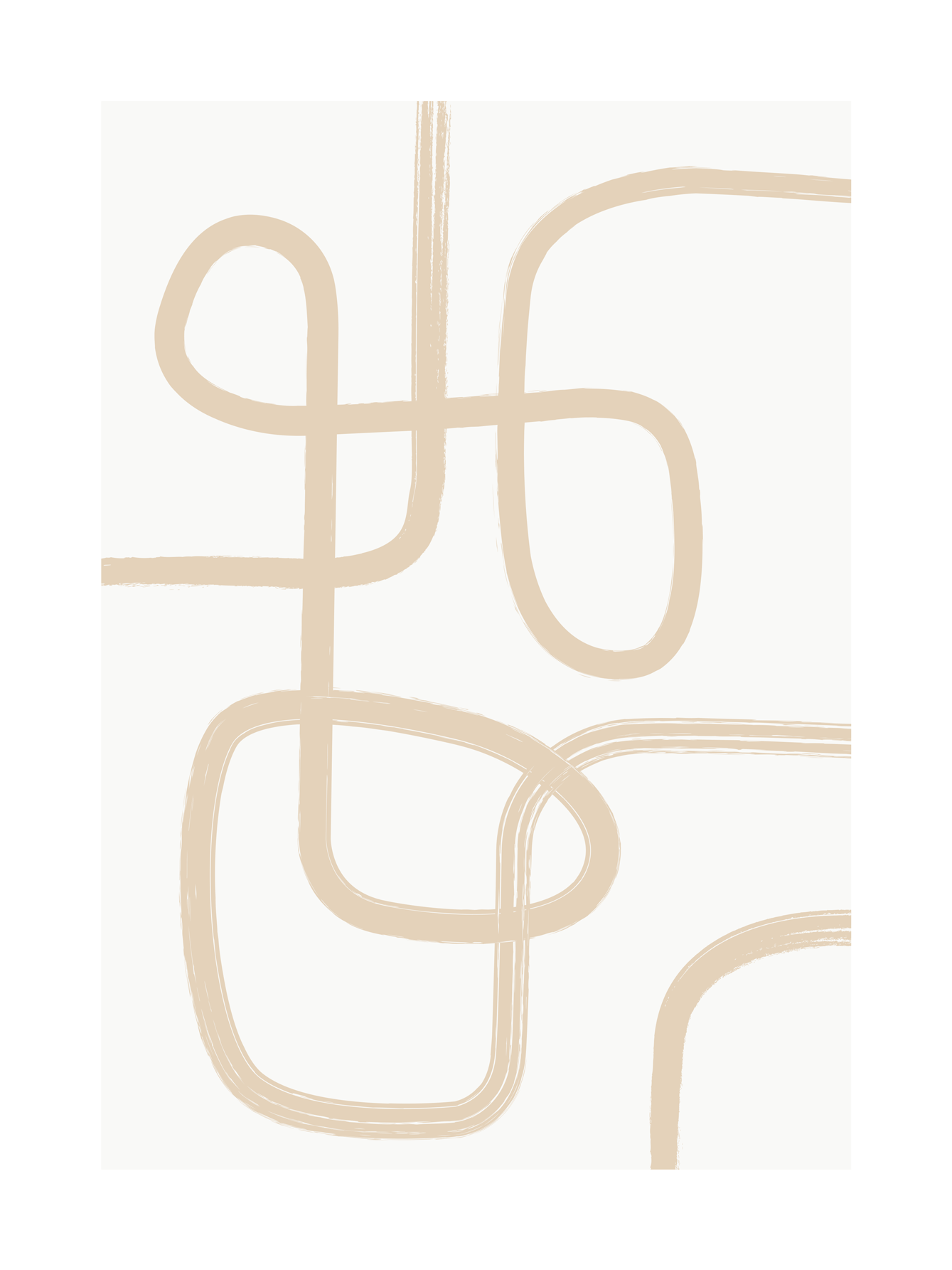 Grafische Illustration mit beigen Linien auf hellem Hintergrund.