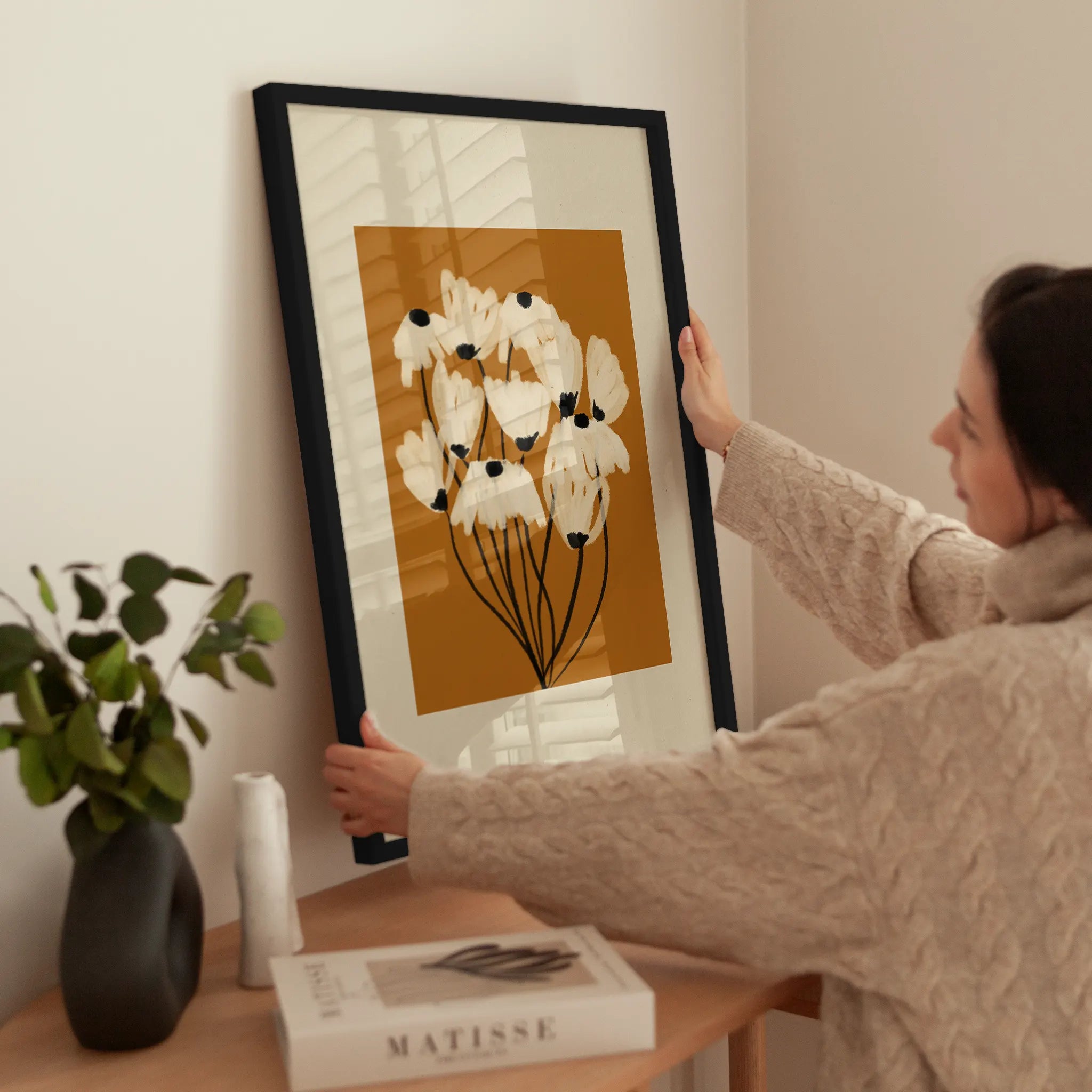 Orange Bouquet wird aufgehängt